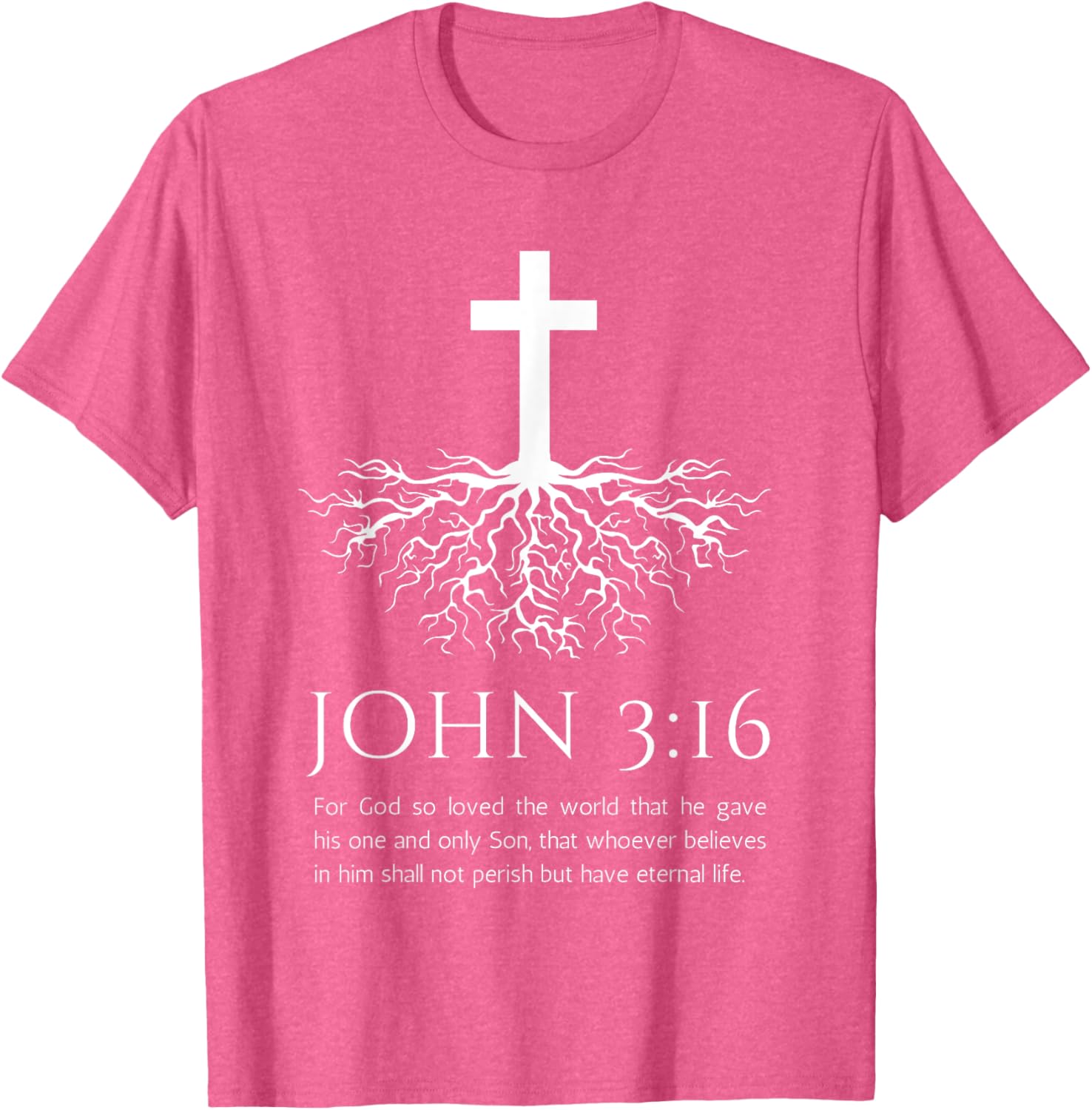 John 3:16 Jesus Cross T-Shirt with Tree Design - Christian Faith Apparel - 18