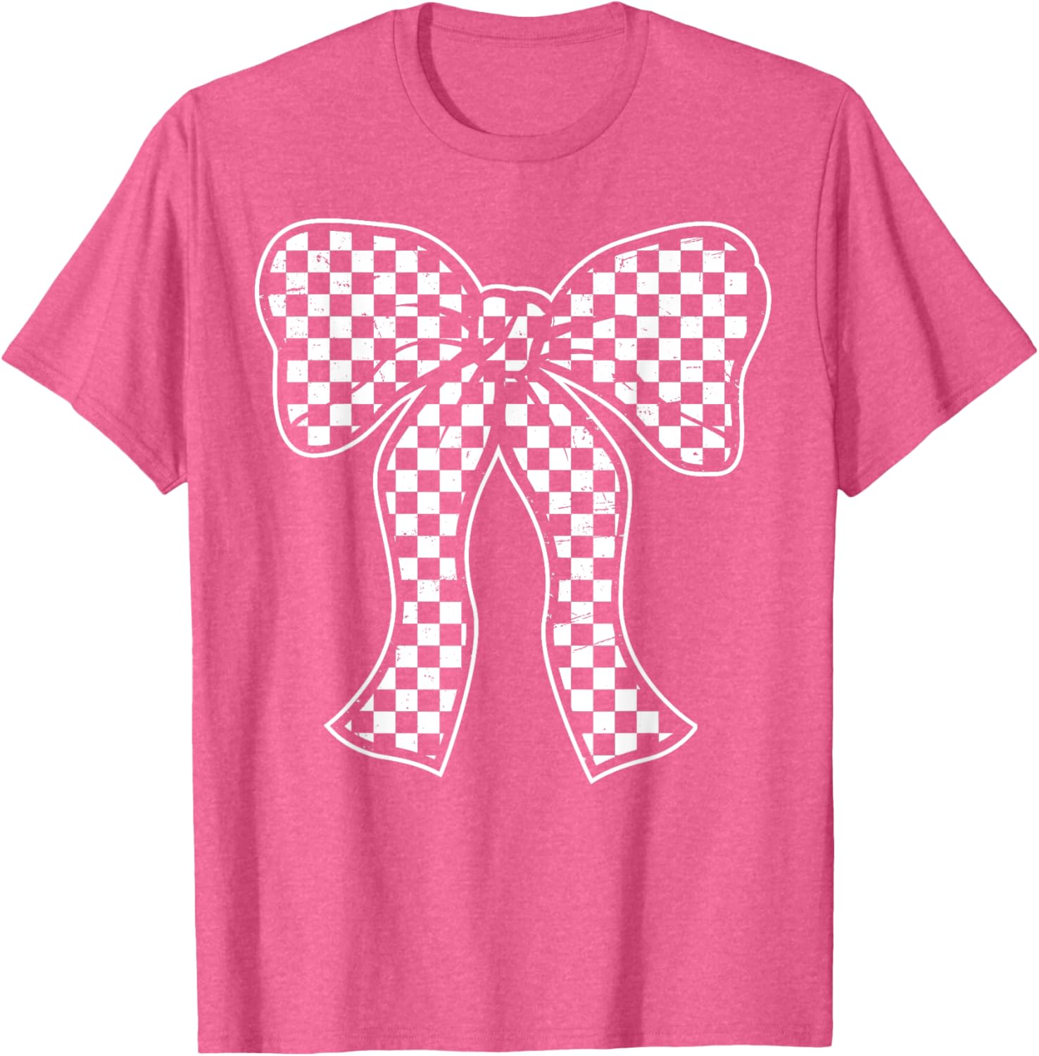 Cute Checkered Bow Flag T-Shirt for Women - Race Car Racing Style - 2
