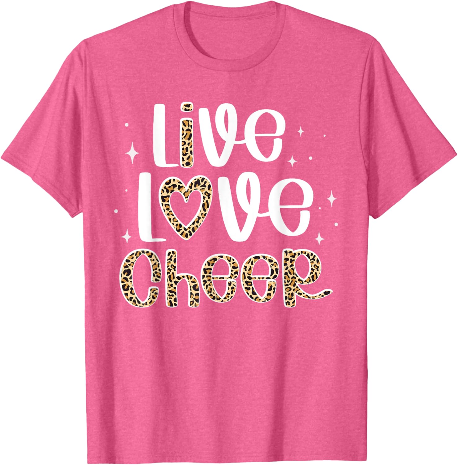 Cheerleader Live Love Cheer Leopard Print T-Shirt for Cheer Fans - 14