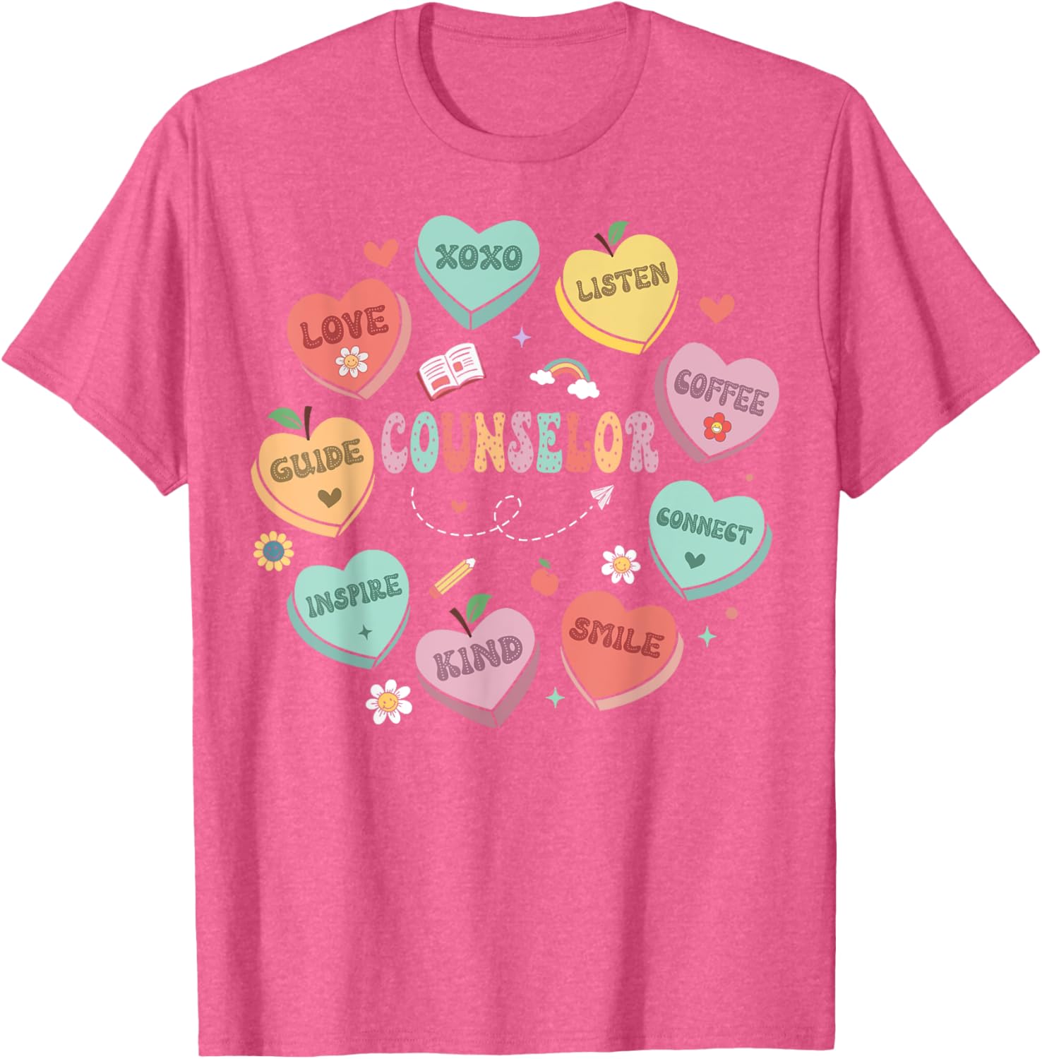School Counselor Valentine's Day Conversation Hearts T-Shirt for Fun Celebrations - 8