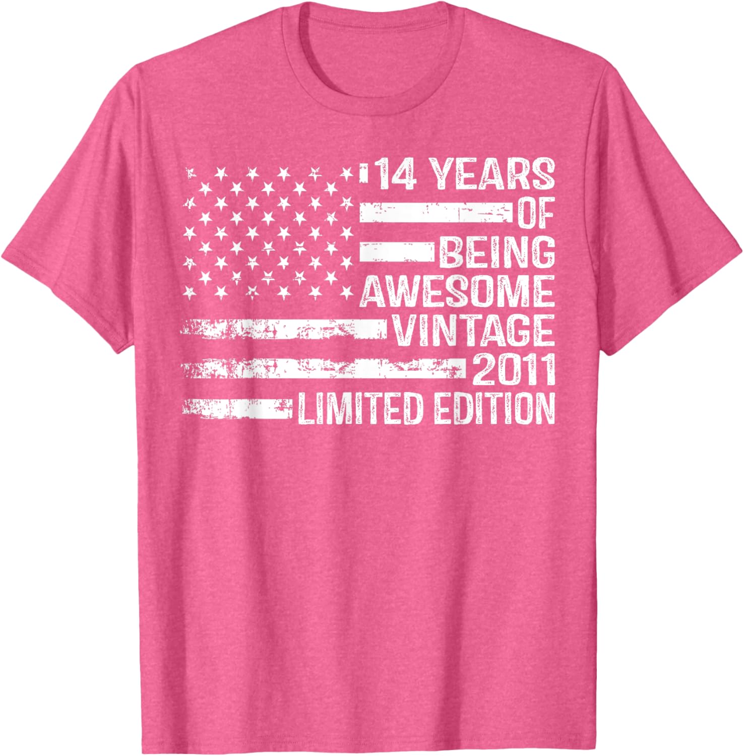 Vintage American Flag T-Shirt for 14th Birthday Celebration - 14 Years Old - 18