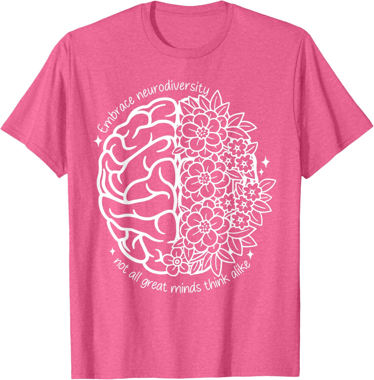 Embrace Neurodiversity Autism Awareness Brain Flower Support T-Shirt - 11