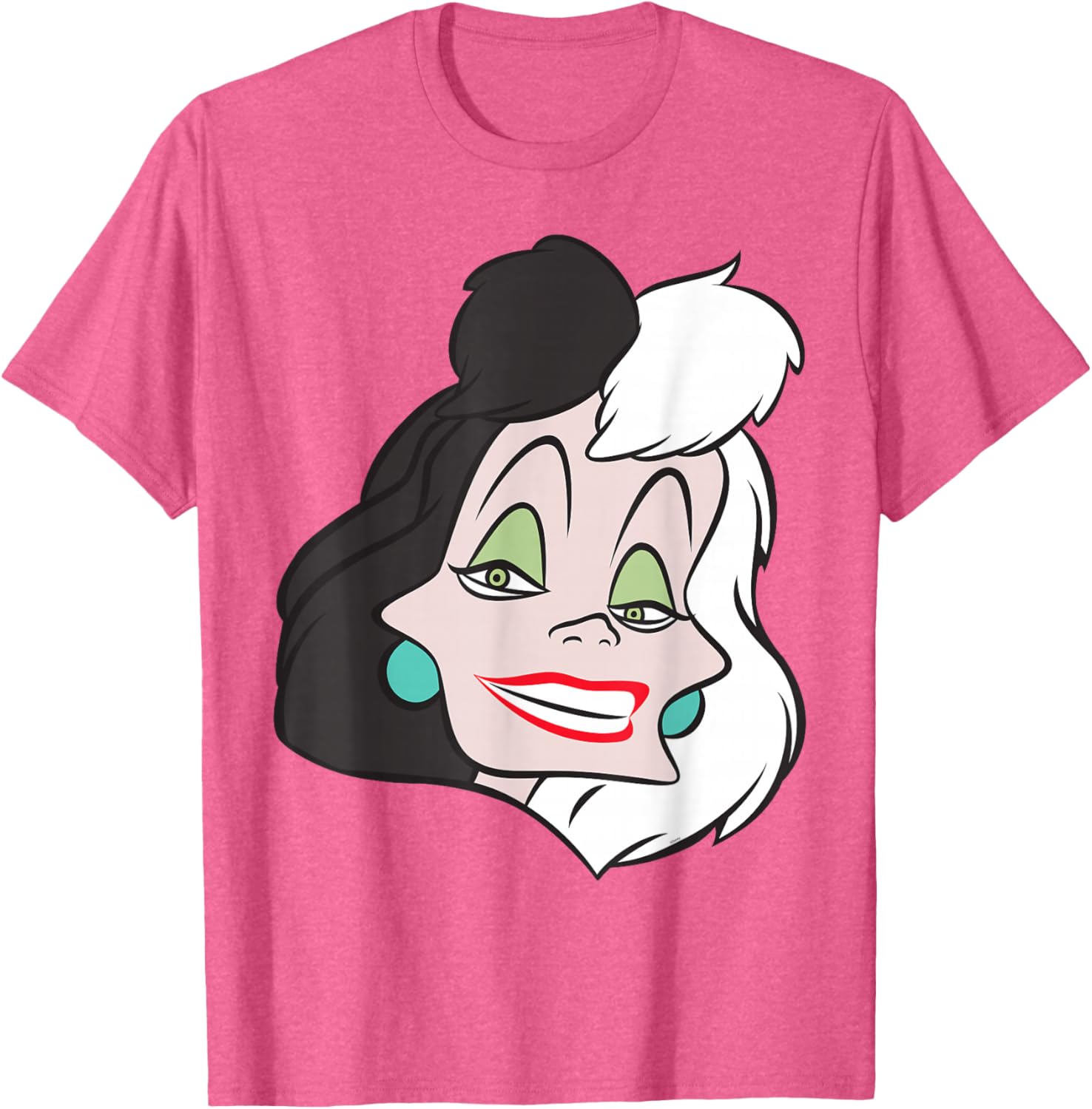 Fashionable Cruella De Vil Big Face T-Shirt for Disney Villains Fans - 6