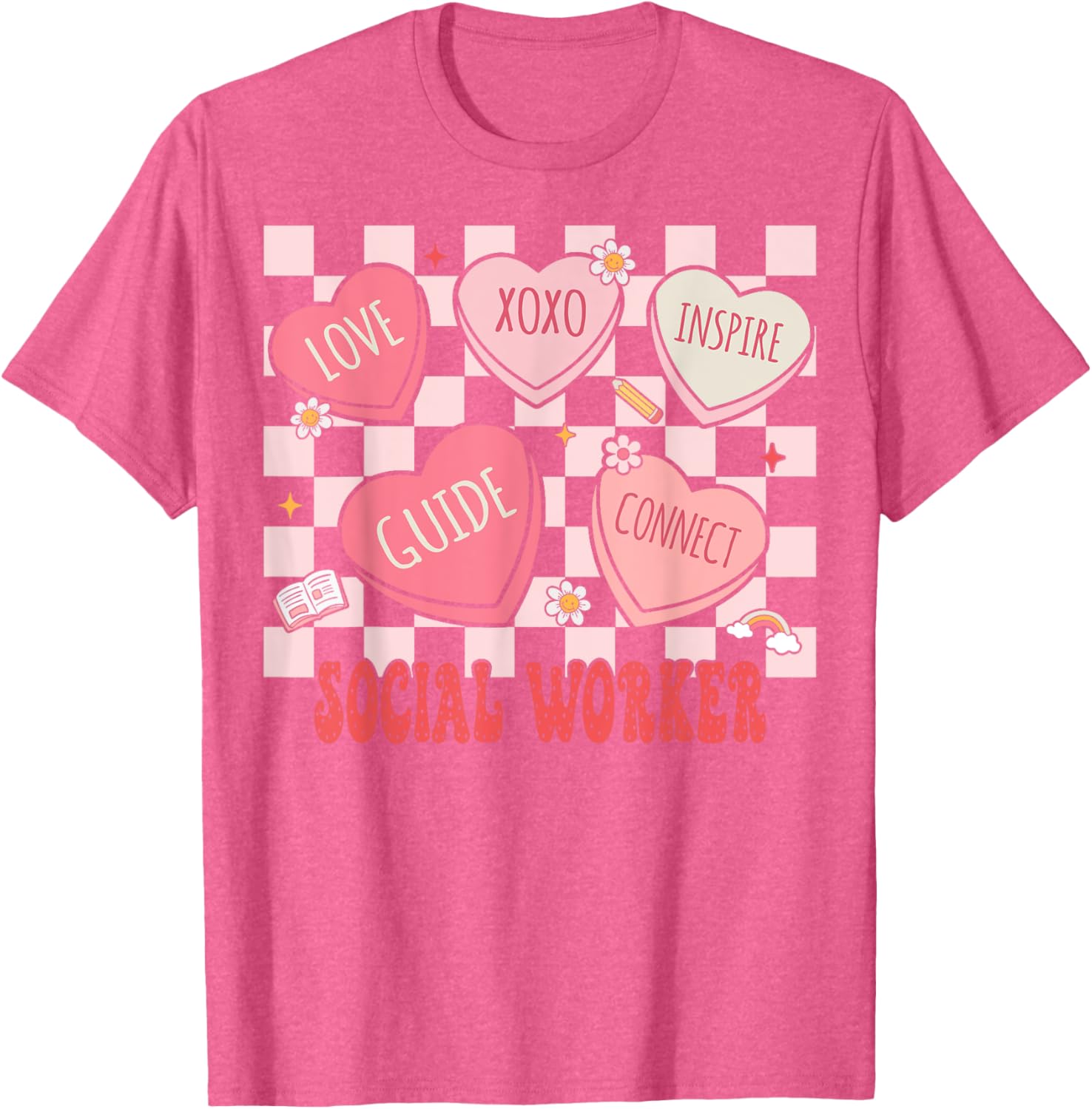 Retro Valentine Social Worker Hearts T-Shirt for Women - Cute Gift - 7