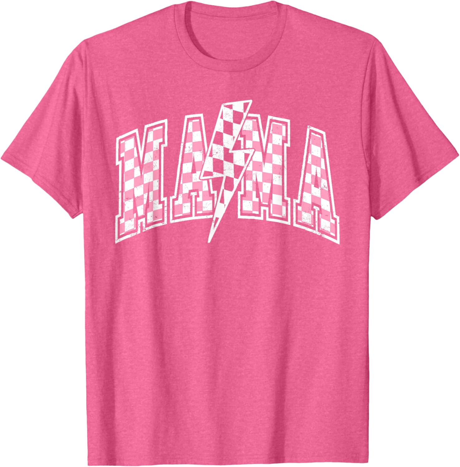 Mama Lightning Bolt Checkered Mom T-Shirt for Stylish Moms - 19