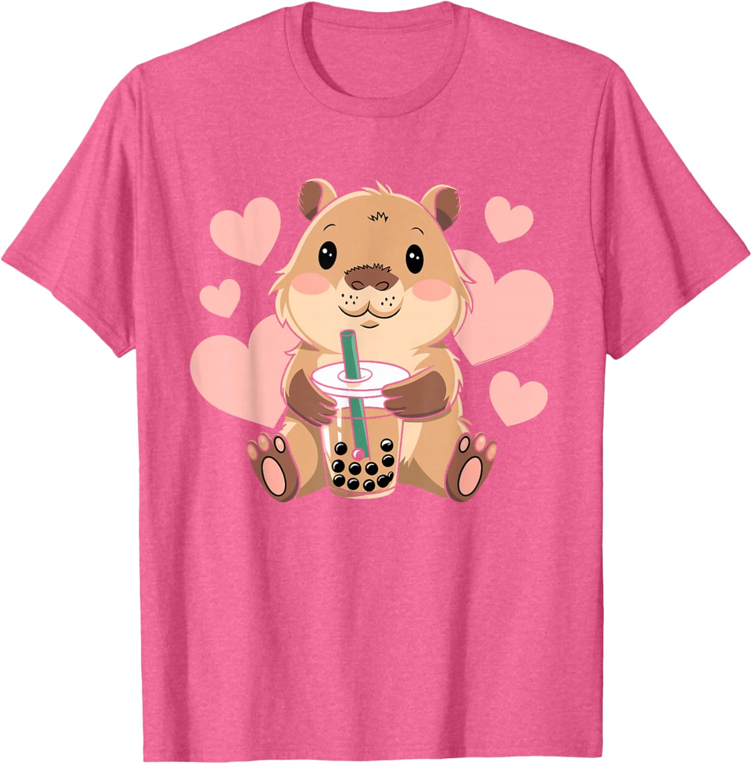 Cute Capybara Boba Tea T-Shirt for Women, Teens, and Kids - 5