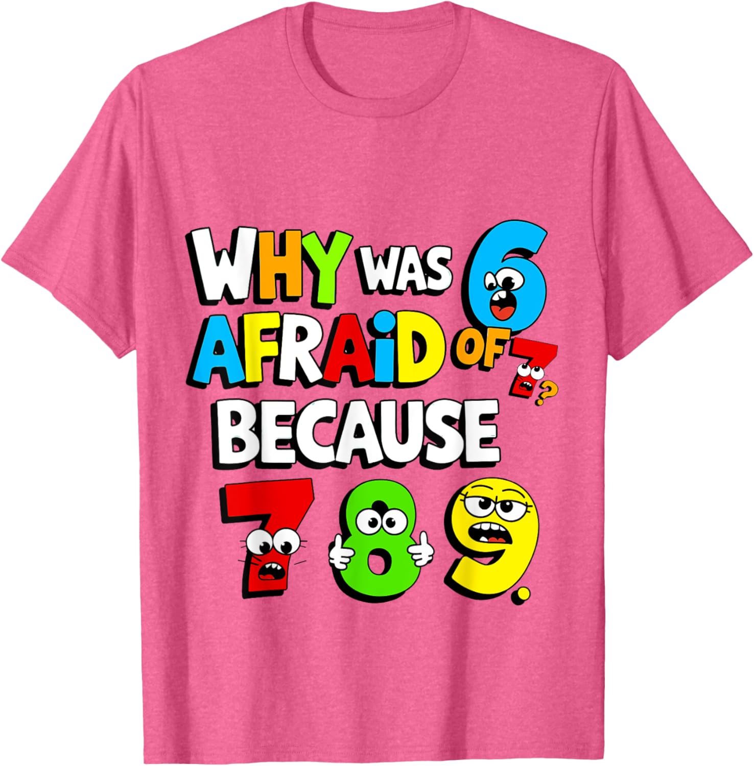 Funny Math Day T-Shirt Kids Why Was 6 Afraid of 7 Costume - 7