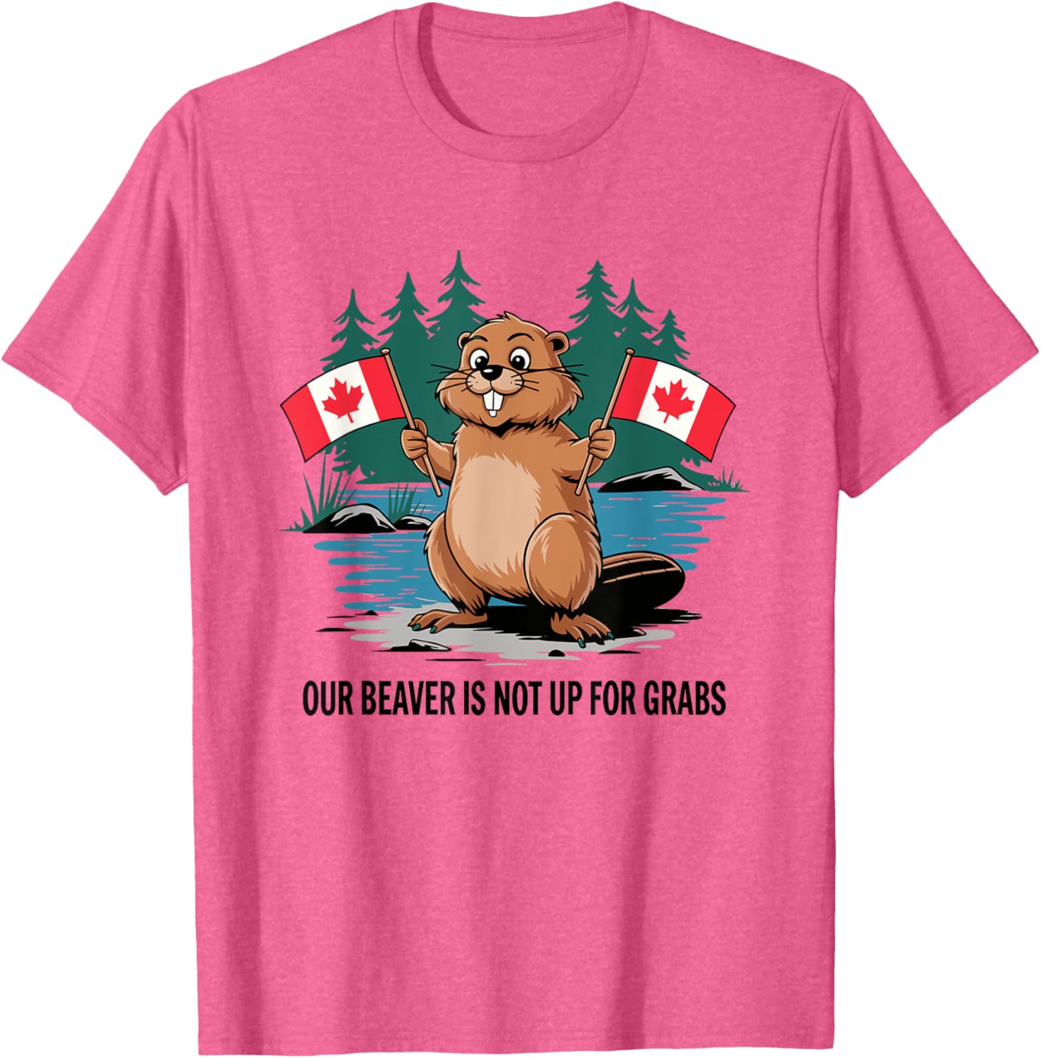 Funny Canadian Beaver T-Shirt with Flags for Canada Pride Enthusiasts - 2