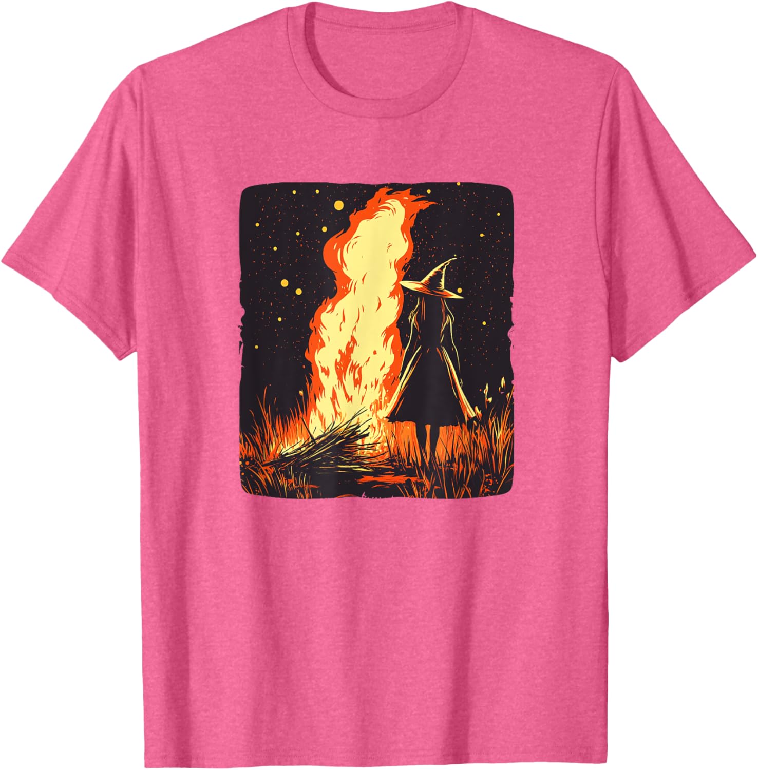 Spellbinding Witch and Bonfire Magic T-Shirt for Enchanting Nights - 1