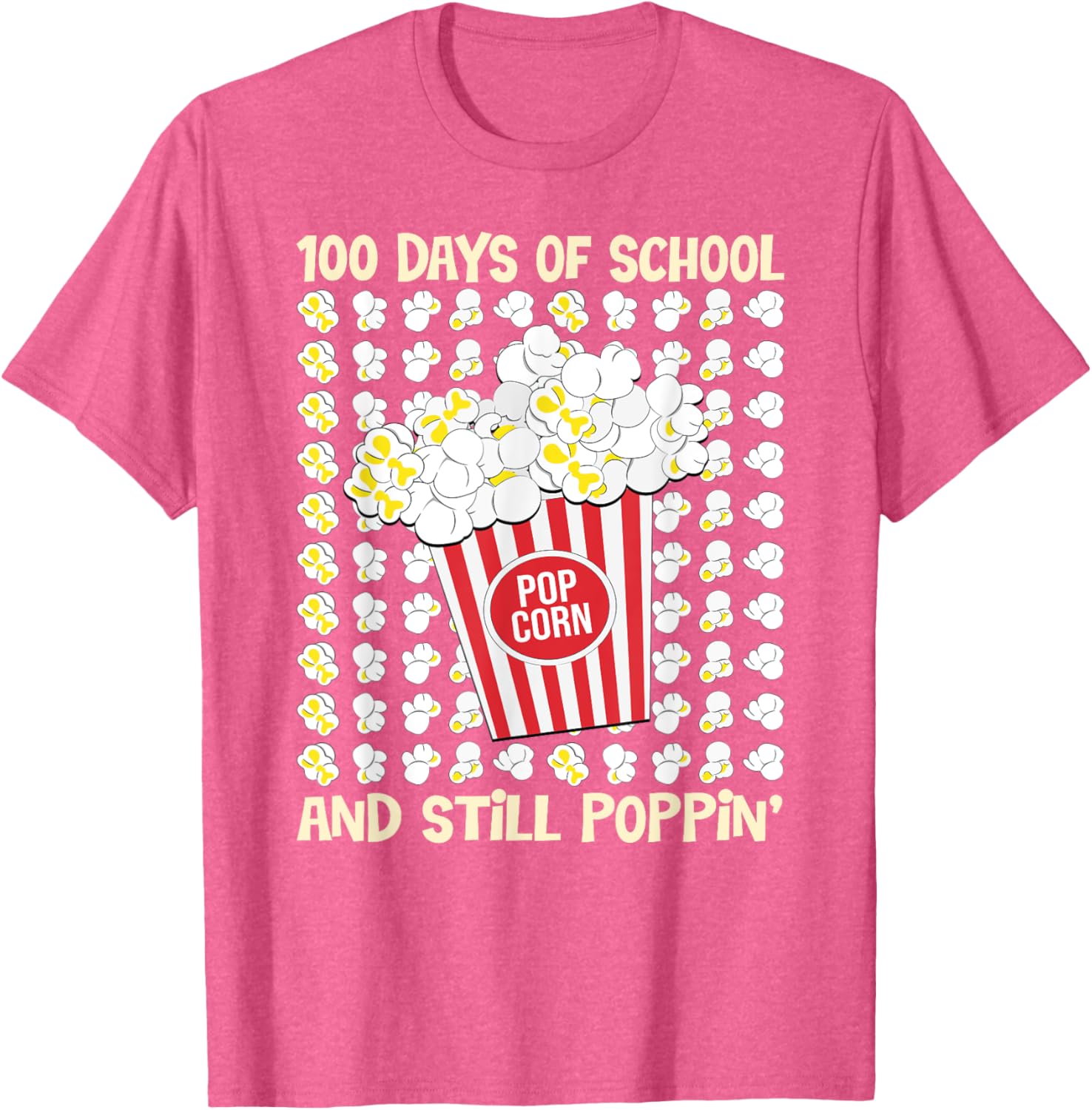 100 Days of School Loving Popcorn T-Shirt for Kids and Adults - 25