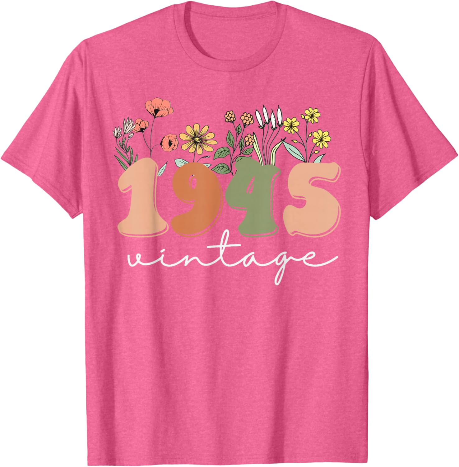 Vintage 1945 80th Birthday Wildflower Tee for Women - Unique Gift Idea - 13