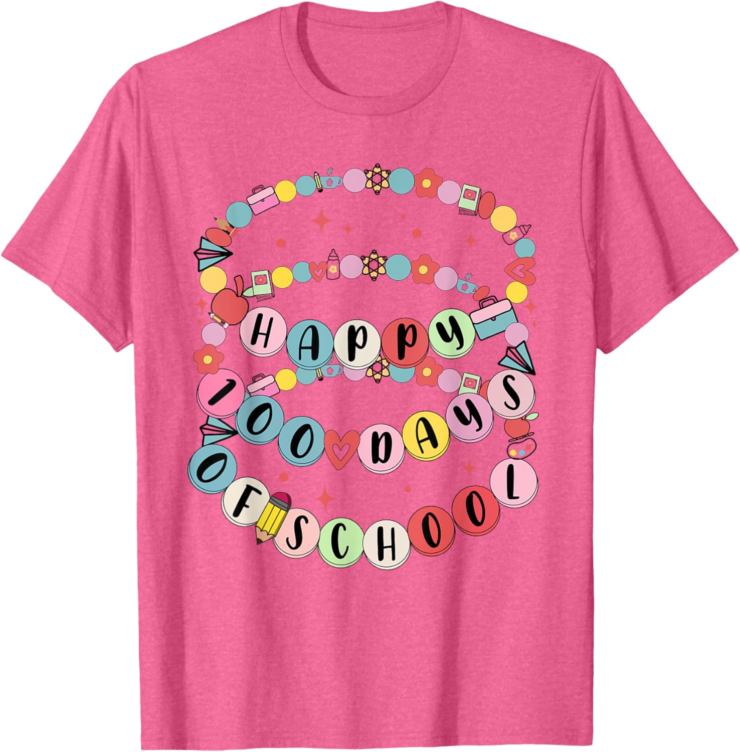 Cute Little Girl 100 Days Of School Friendship Bracelet T-Shirt - 11
