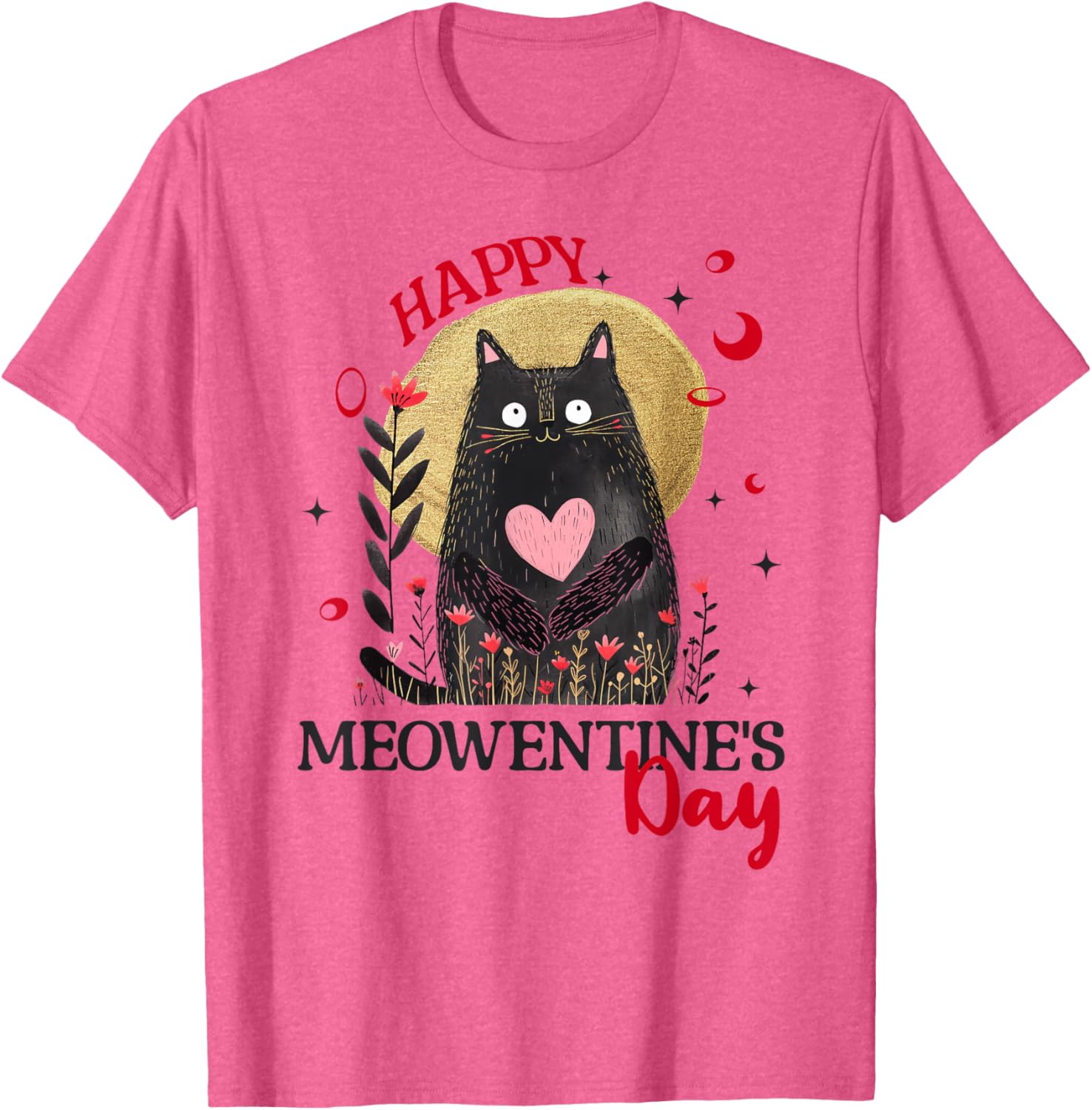 Funny Happy Meowentine's Day Cat T-Shirt for Girls and Women - 2