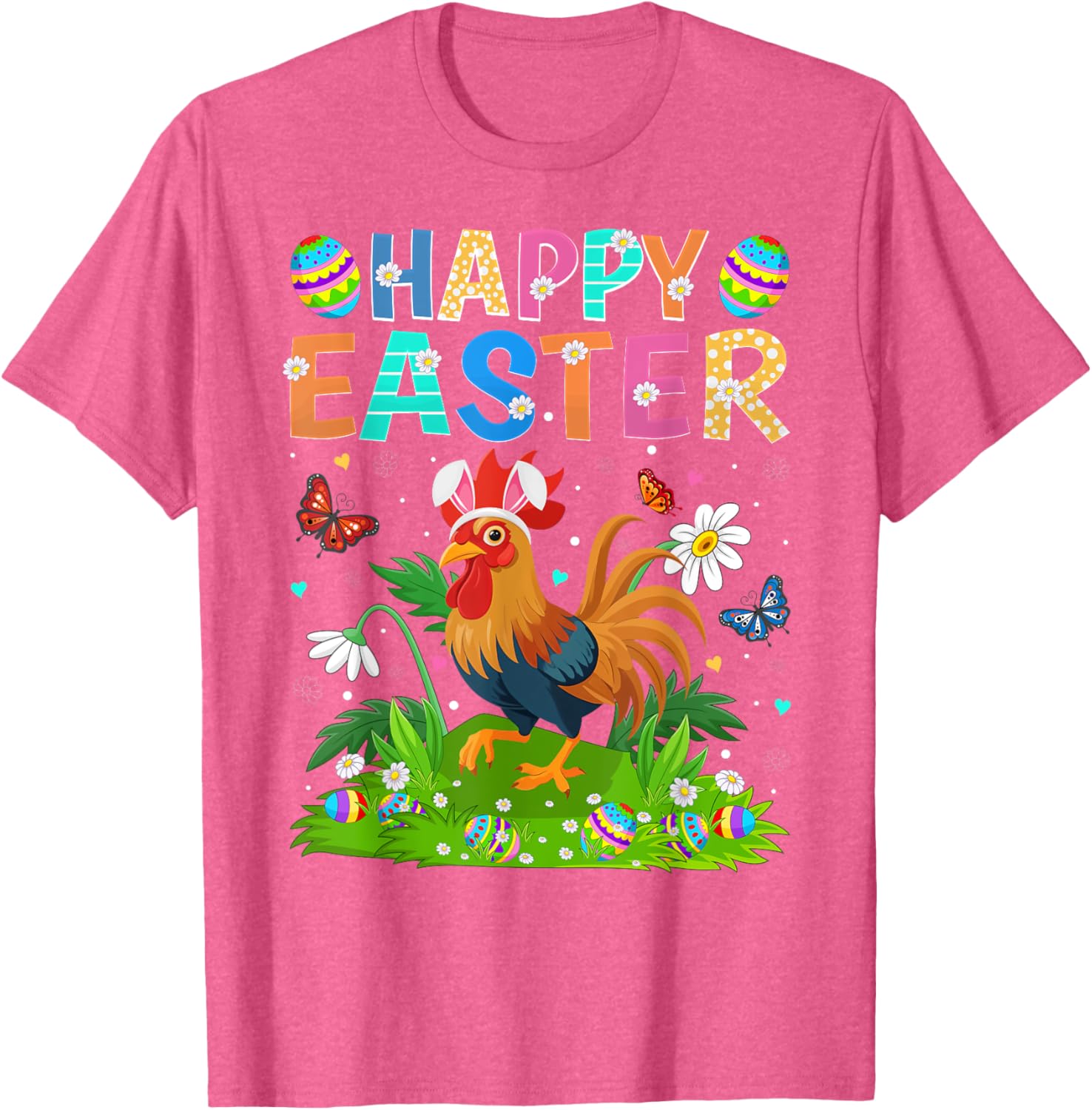 Rooster Happy Easter Egg Hunt Bunny Ear T-Shirt for Easter Sunday Fun - 7