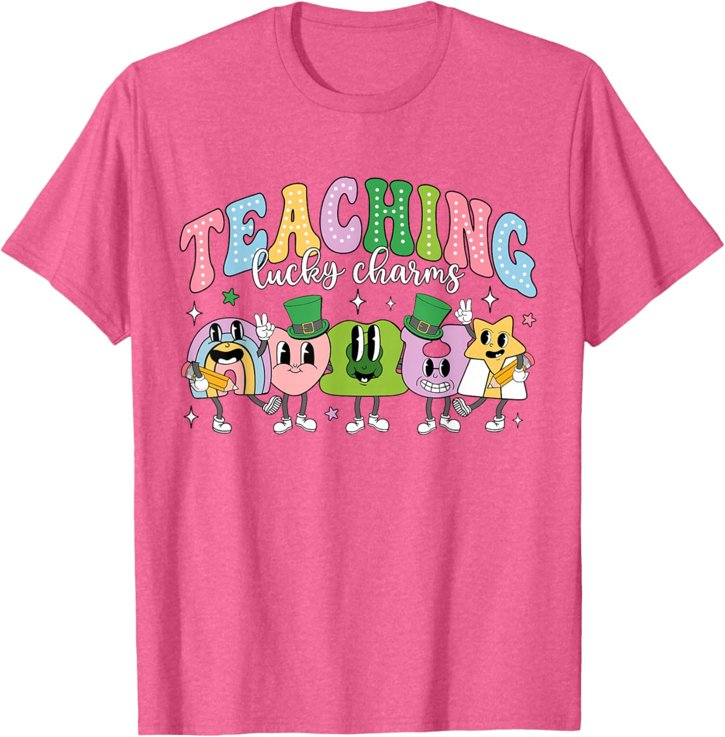 Funny Retro St Patricks Day T-Shirt for Teachers with Lucky Charms Design - 26