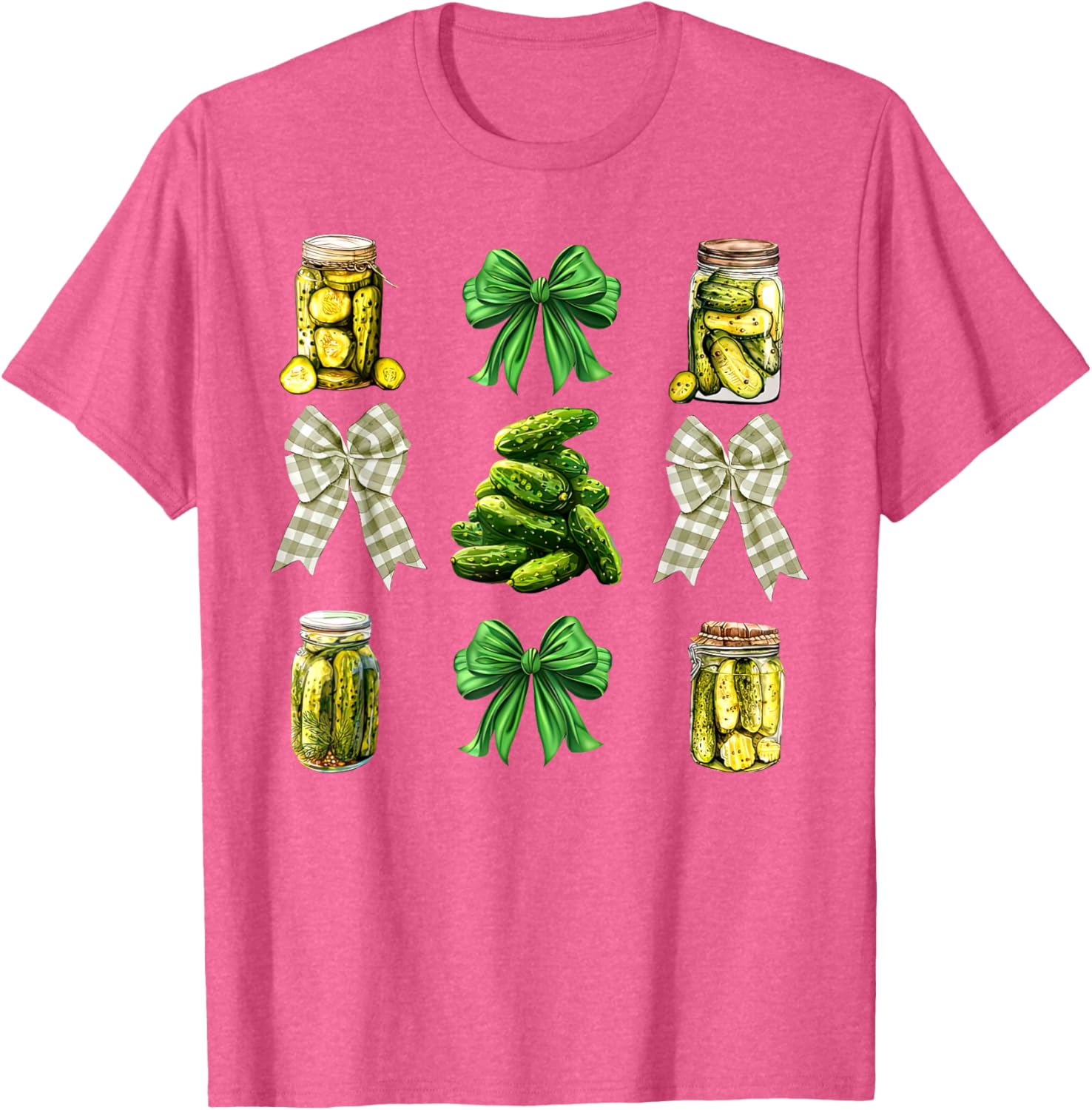 Cute Pickle Jar Coquette Bow Cucumber T-Shirt for Garden Lovers - 17