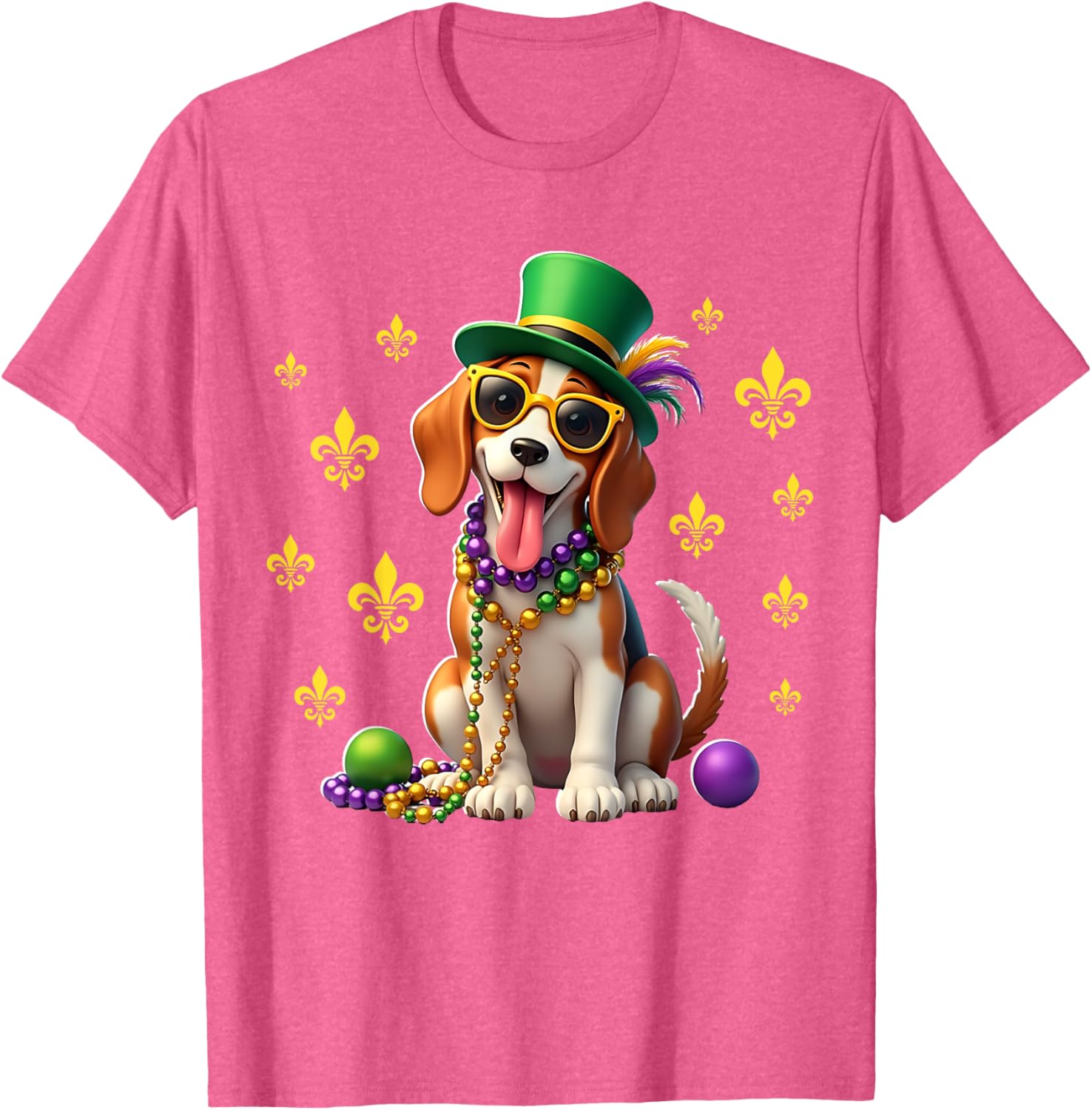 Beagle Mardi Gras Costume T-Shirt for Carnival Fun and Festivities - 6