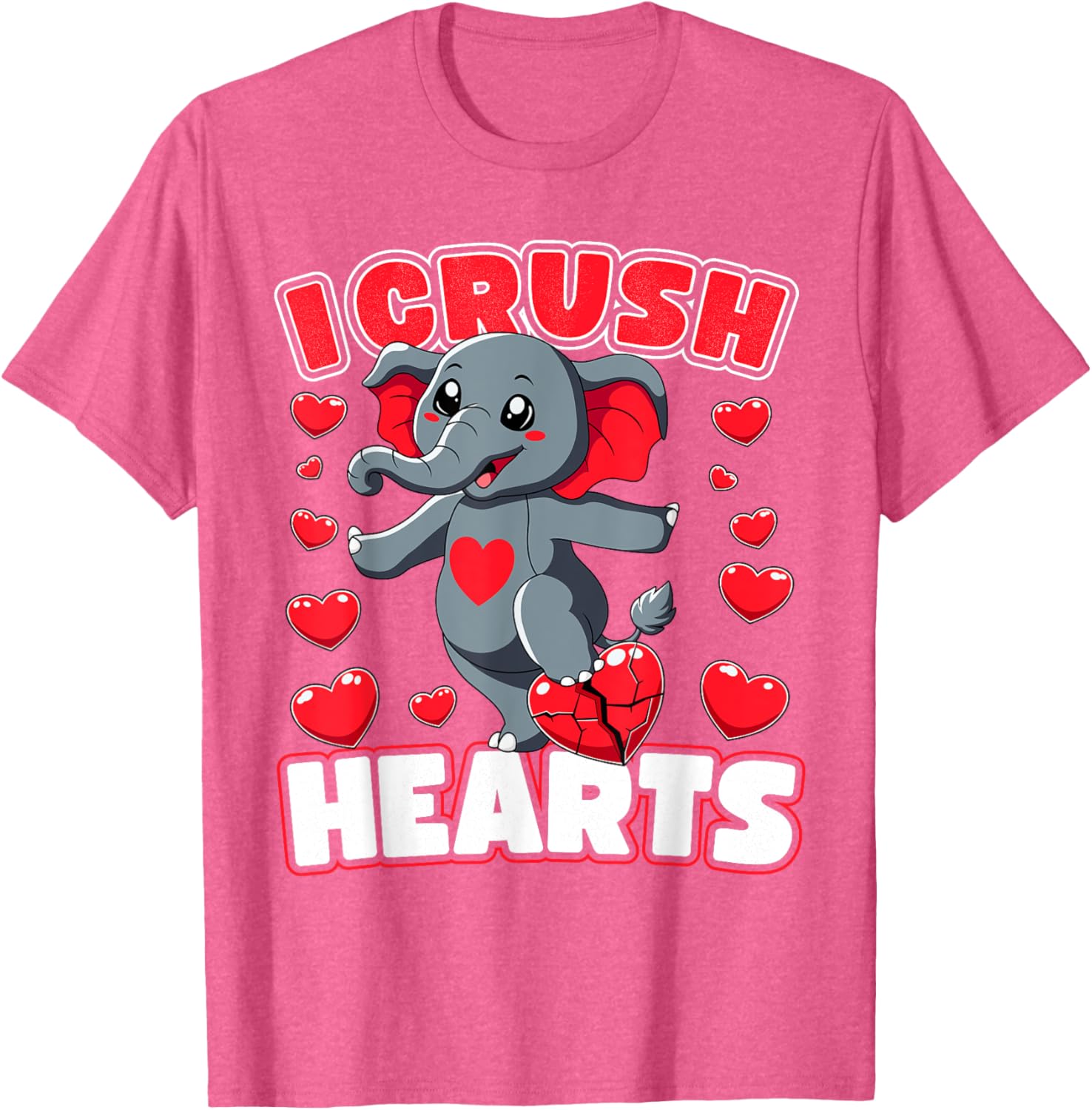 I Crush Hearts Elephant Valentine's Day T-Shirt for Boys and Toddlers - 22