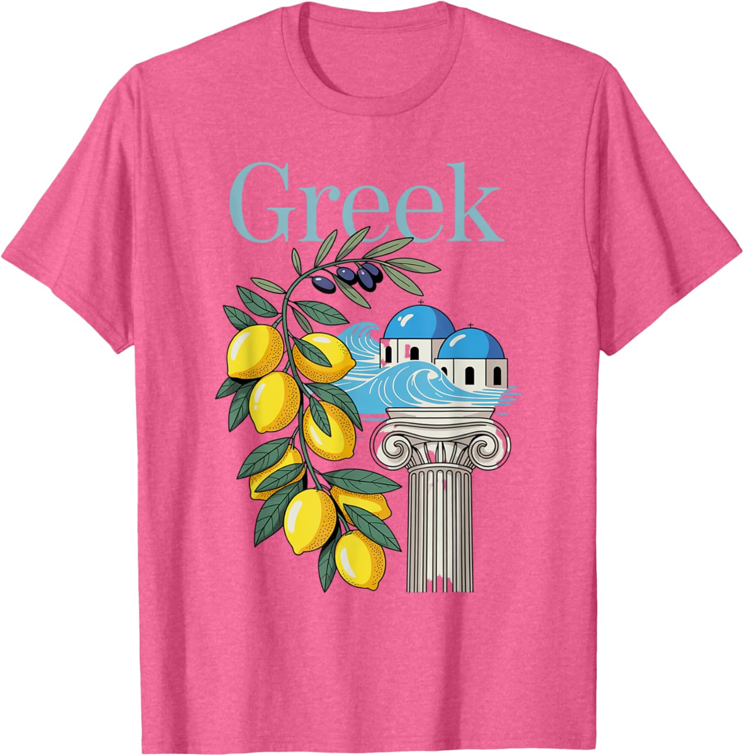 Greek Culture T-Shirt Featuring Lemons and Iconic Architecture Souvenir - 10