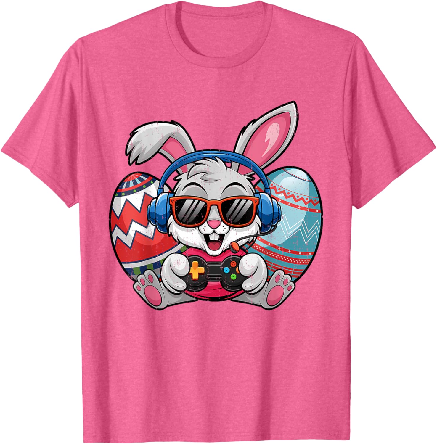 Cute Easter Bunny Playing Video Game Kids T-Shirt for Boys - 16