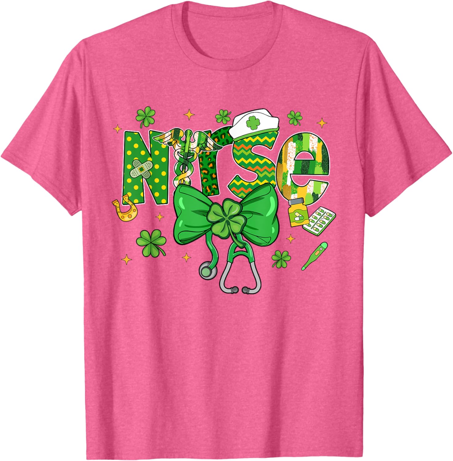 Irish Nurse Stethoscope St Patrick's Day T-Shirt for Healthcare Heroes - 24