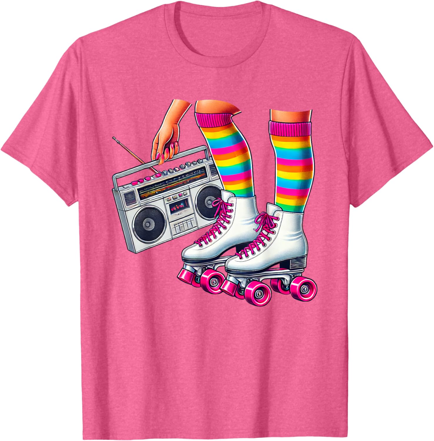 Funny 80s Roller Disco Skating Girl T-Shirt for Retro Fans - 13