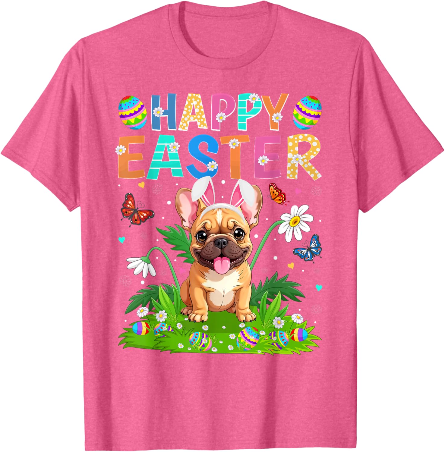 Happy Easter French Bulldog Bunny Ear Egg Hunt T-Shirt for Pet Lovers - 1