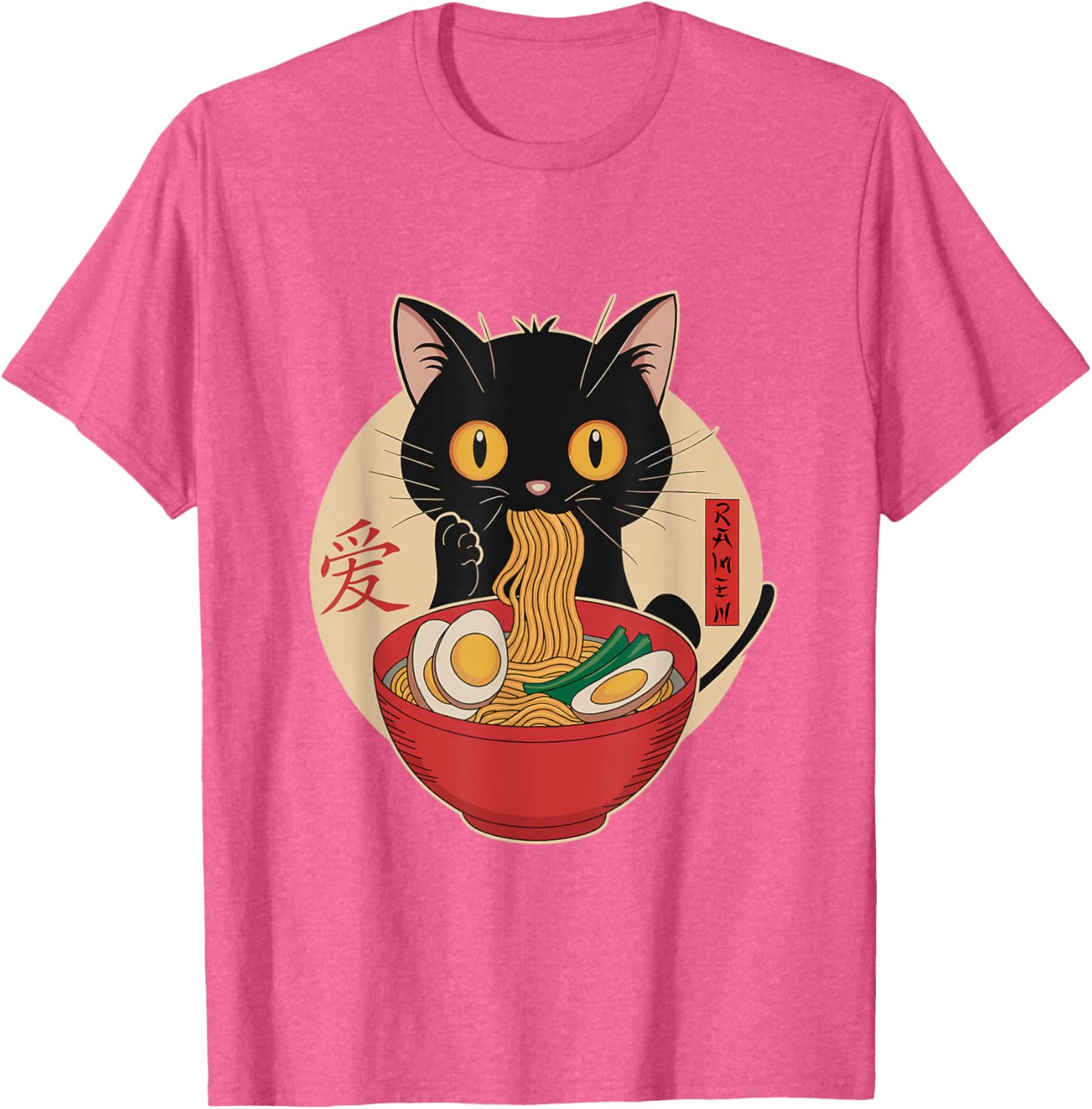 Cute Cat Eating Ramen Noodles Kawaii Anime T-Shirt for Cat Lovers - 7