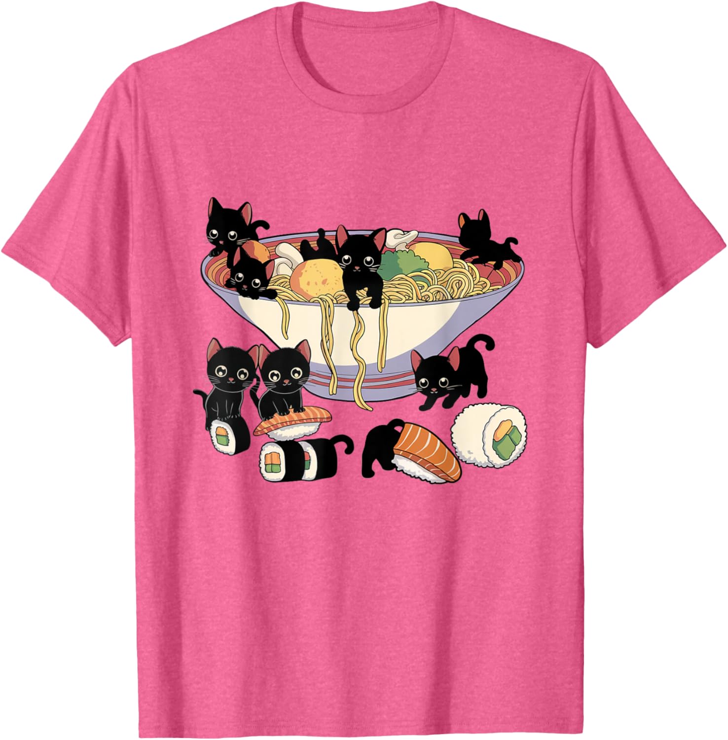 Cute Cat Ramen Sushi T-Shirt for Anime Lovers and Cat Enthusiasts - 18