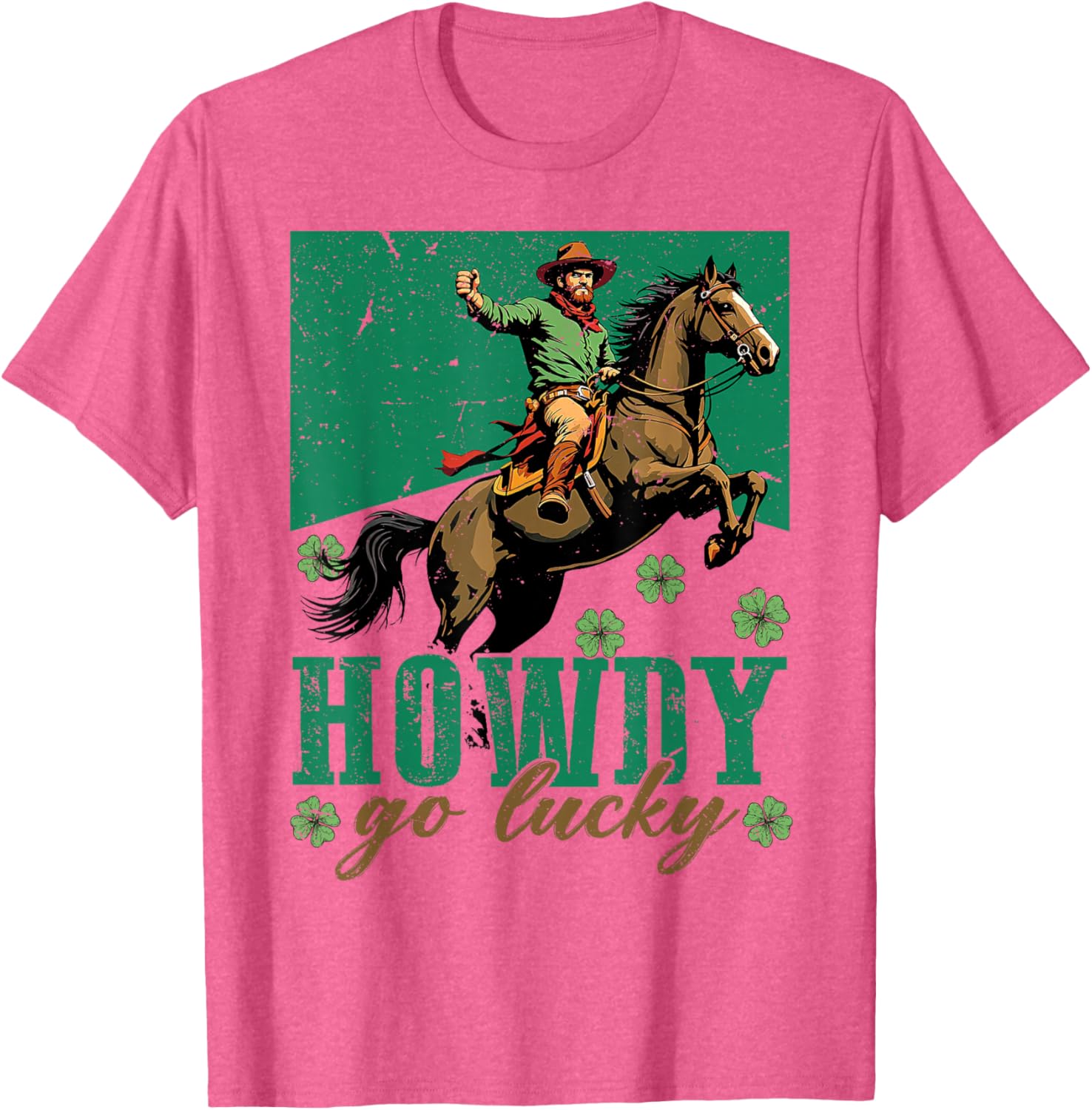 Howdy Go Lucky St Patricks Day Cowboy Cowgirl T-Shirt for Festive Fun - 1