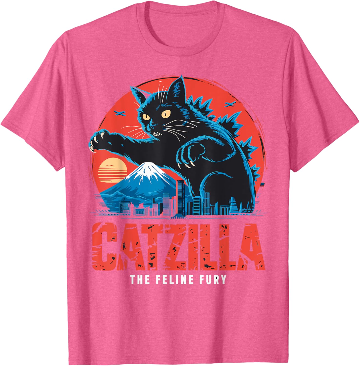 Catzilla Black Cat Vintage T-Shirt for Cat Lovers in Japan Style - 28