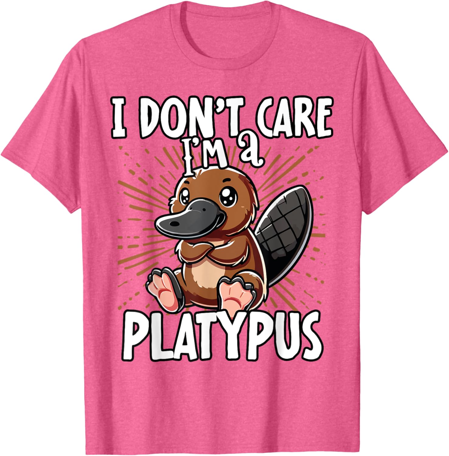 Cute Platypus T-Shirt I Don't Care Fun Animal Apparel for All Ages - 10