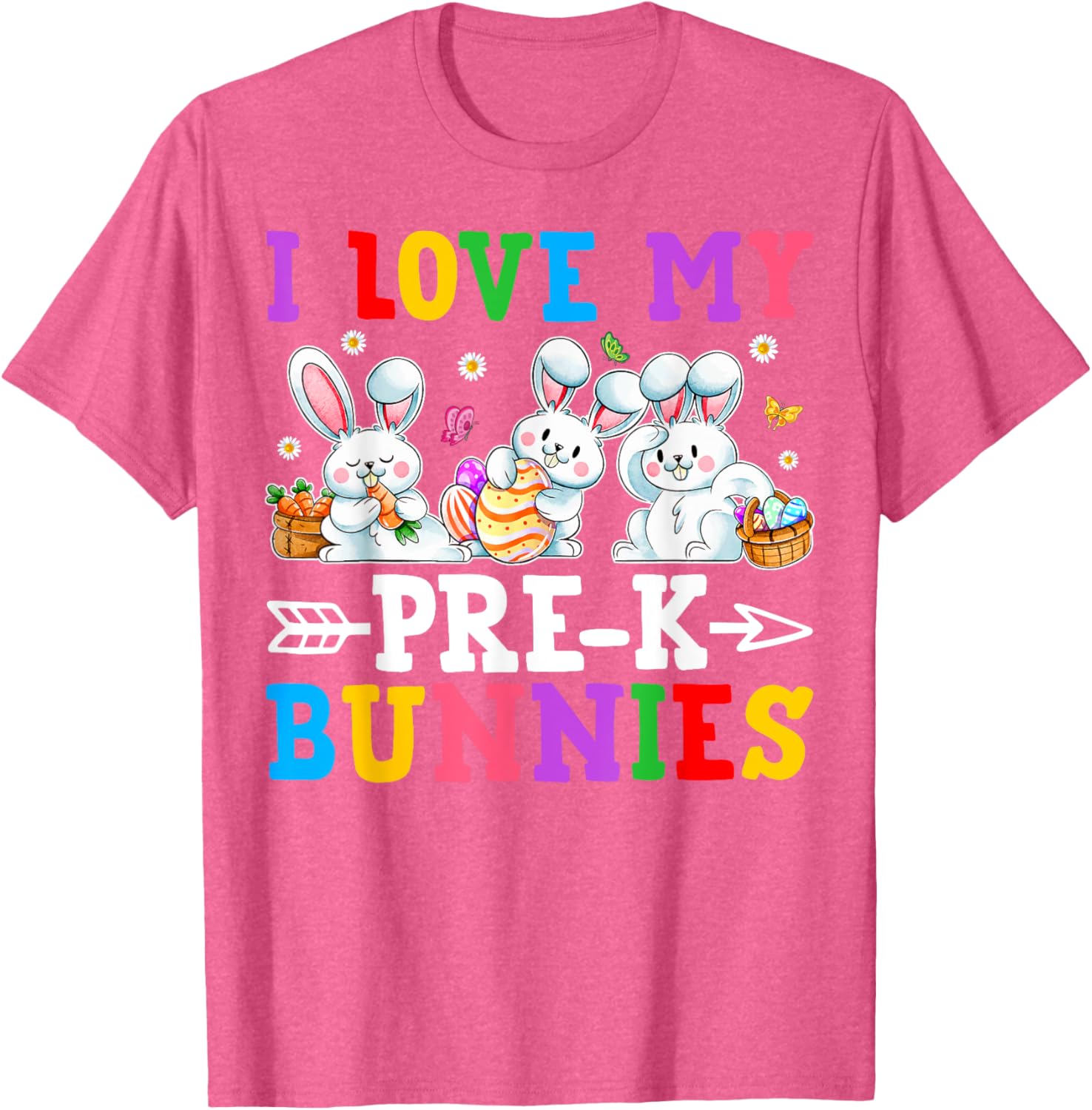 Funny I Love My Pre-K Bunnies T-Shirt for Preschool Teachers Easter Fun - 4