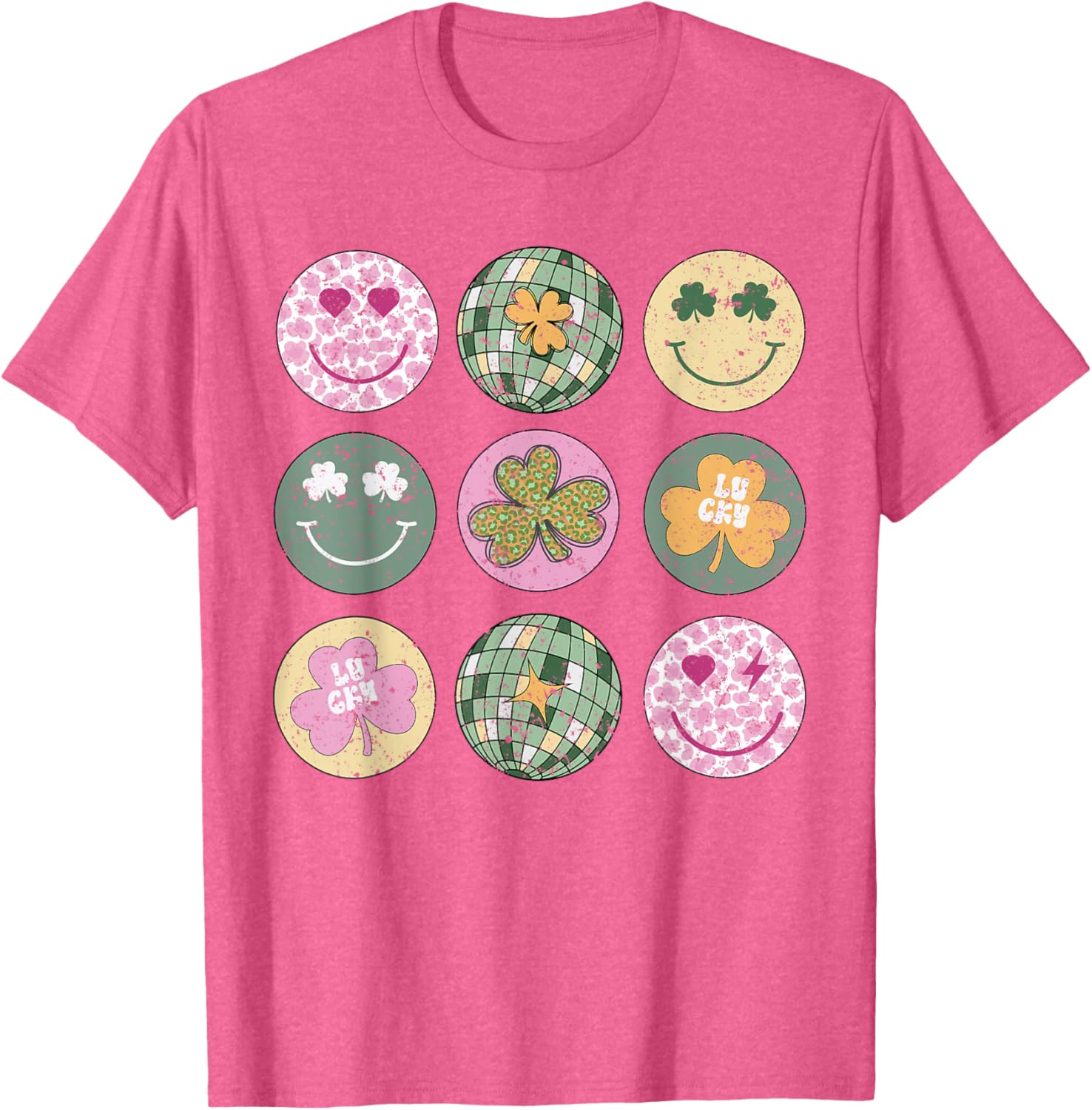 Shamrock Smile Face Disco Ball T-Shirt for Retro St Patricks Day Fun - 6