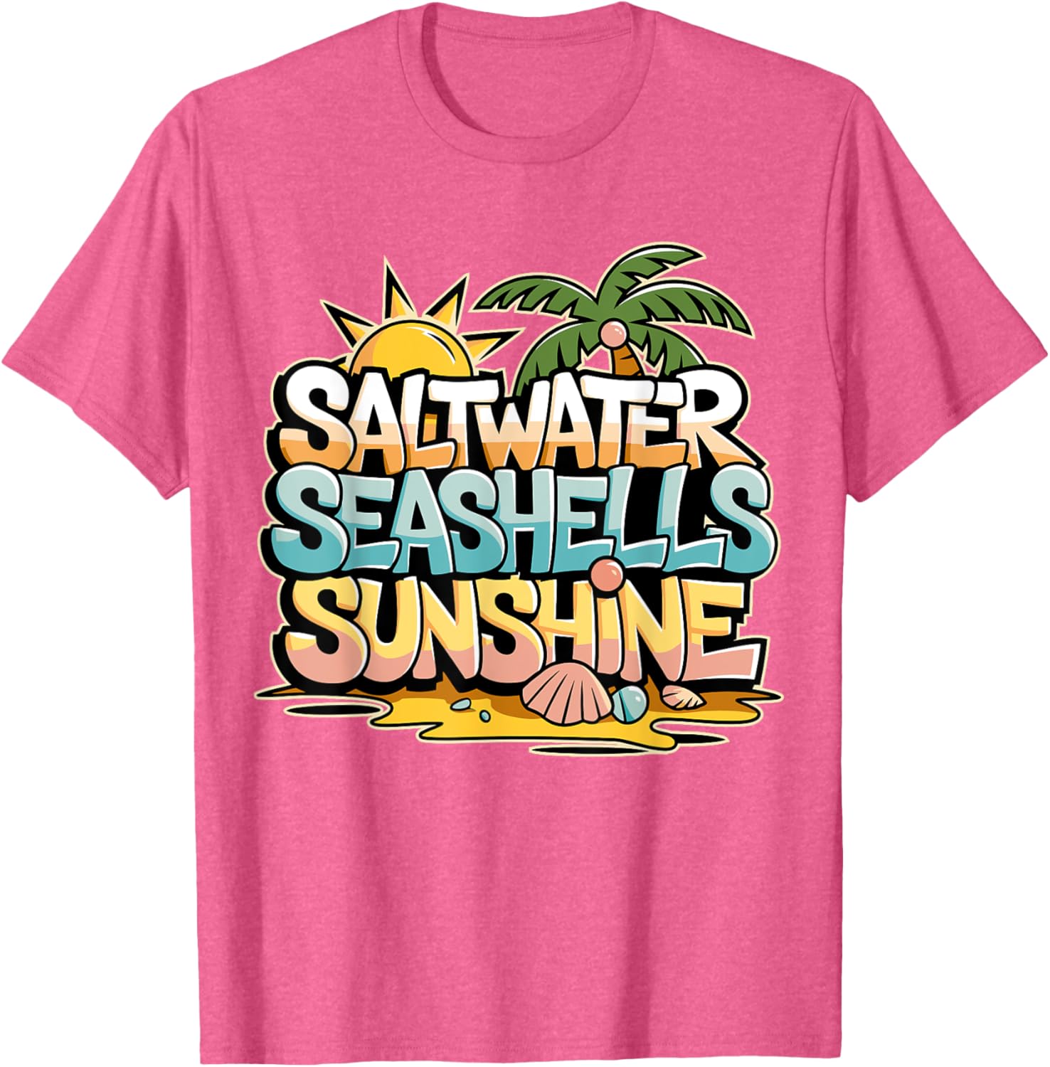 Funny Beach T-Shirt with Saltwater Seashells for Cruise Gifts - 3