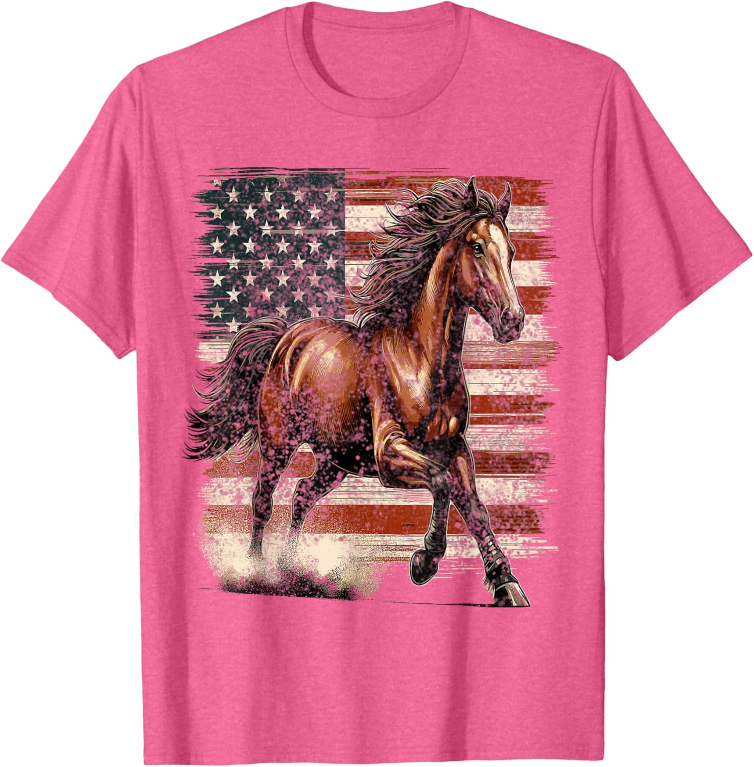 Patriotic Horse American Flag T-Shirt Perfect for 4th of July Celebrations - 2