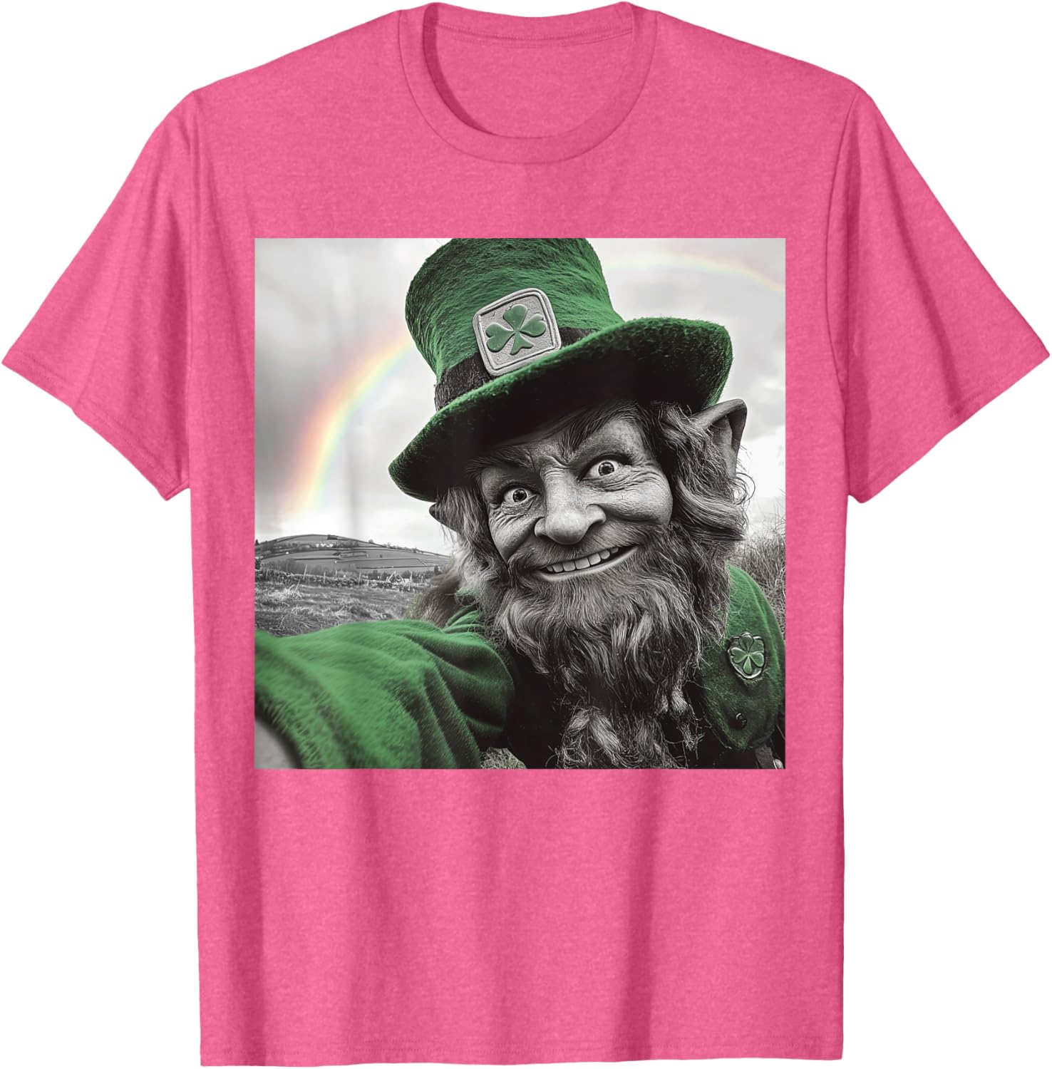 Funny St Patricks Day Rainbow Leprechaun Selfie T-Shirt for Festive Fun - 19