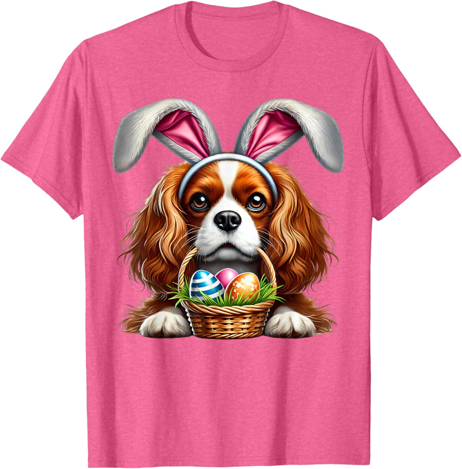 Cute Bunny Ear Cavalier King Charles Spaniel Easter Eggs T-Shirt - 6