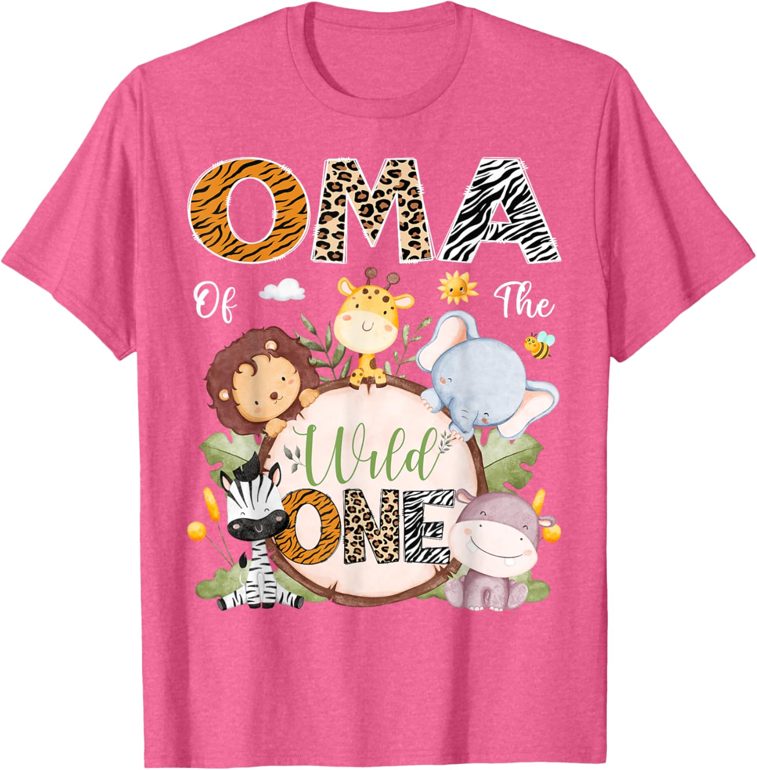 Oma Of The Wild One First Birthday Safari Jungle Animals T-Shirt - 14