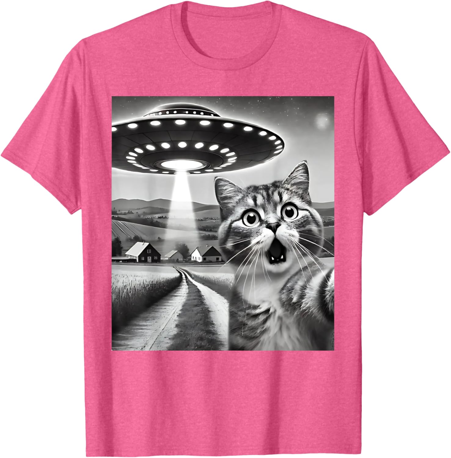 Funny Cat Selfie with Alien UFO T-Shirt for Men, Women, and Kids - 6