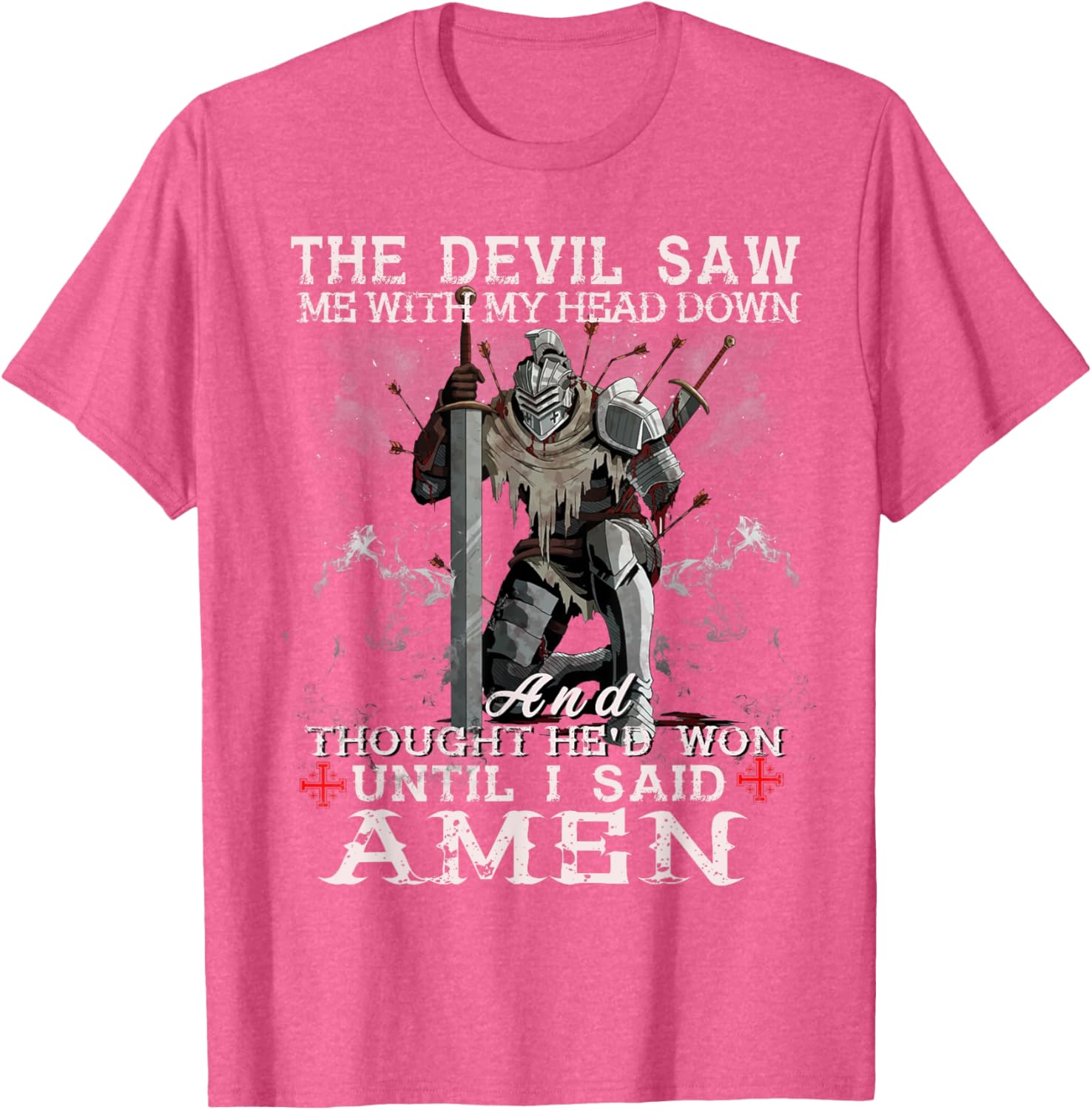 Knight Templar Christian Warrior T-Shirt with Powerful Amen Statement - 17