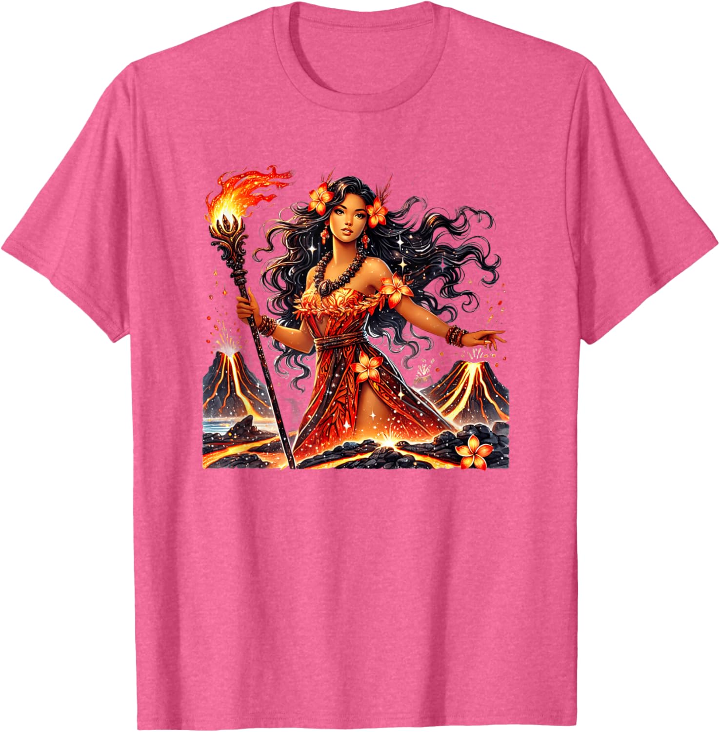 Hawaiian Goddess Pele Fire Transformation T-Shirt for Nature Lovers - 24