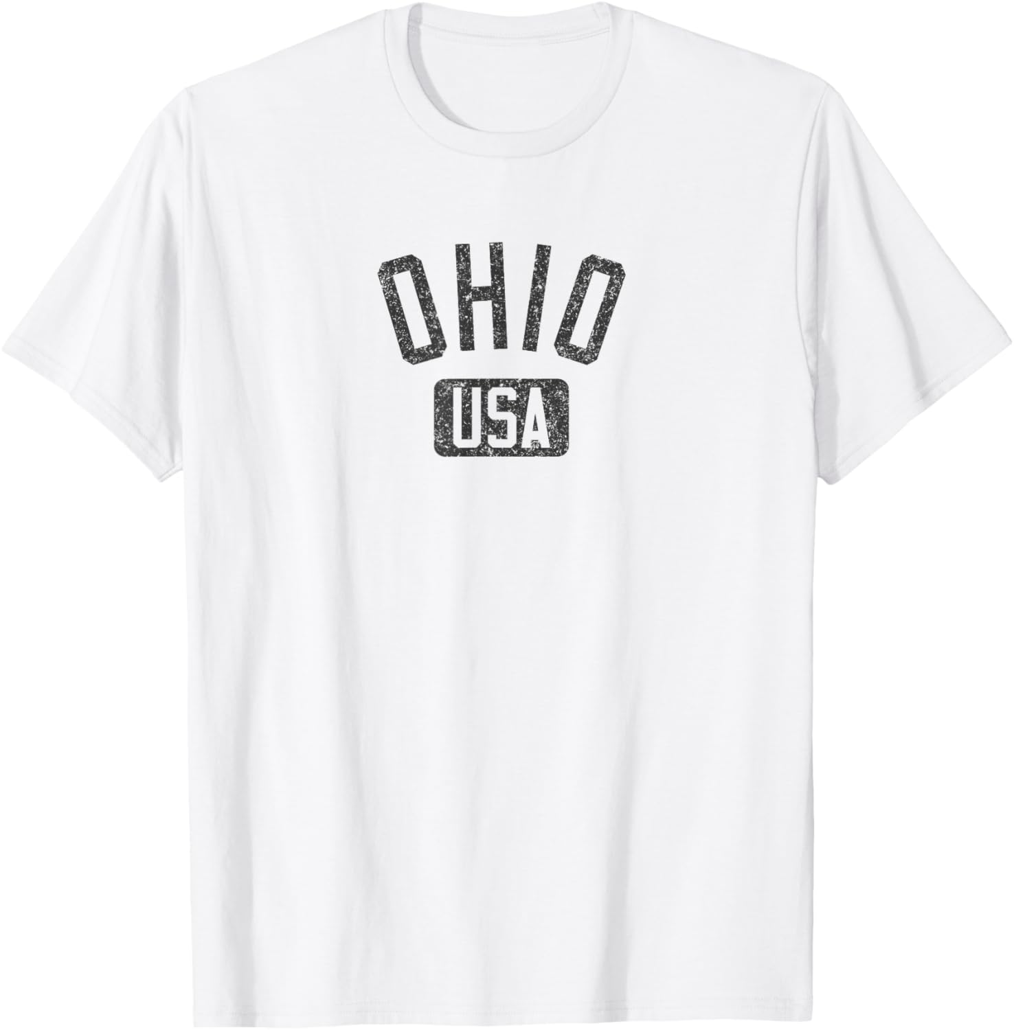 Ohio Arched Text Distressed Black Print T-Shirt for Casual Style Lovers - 17