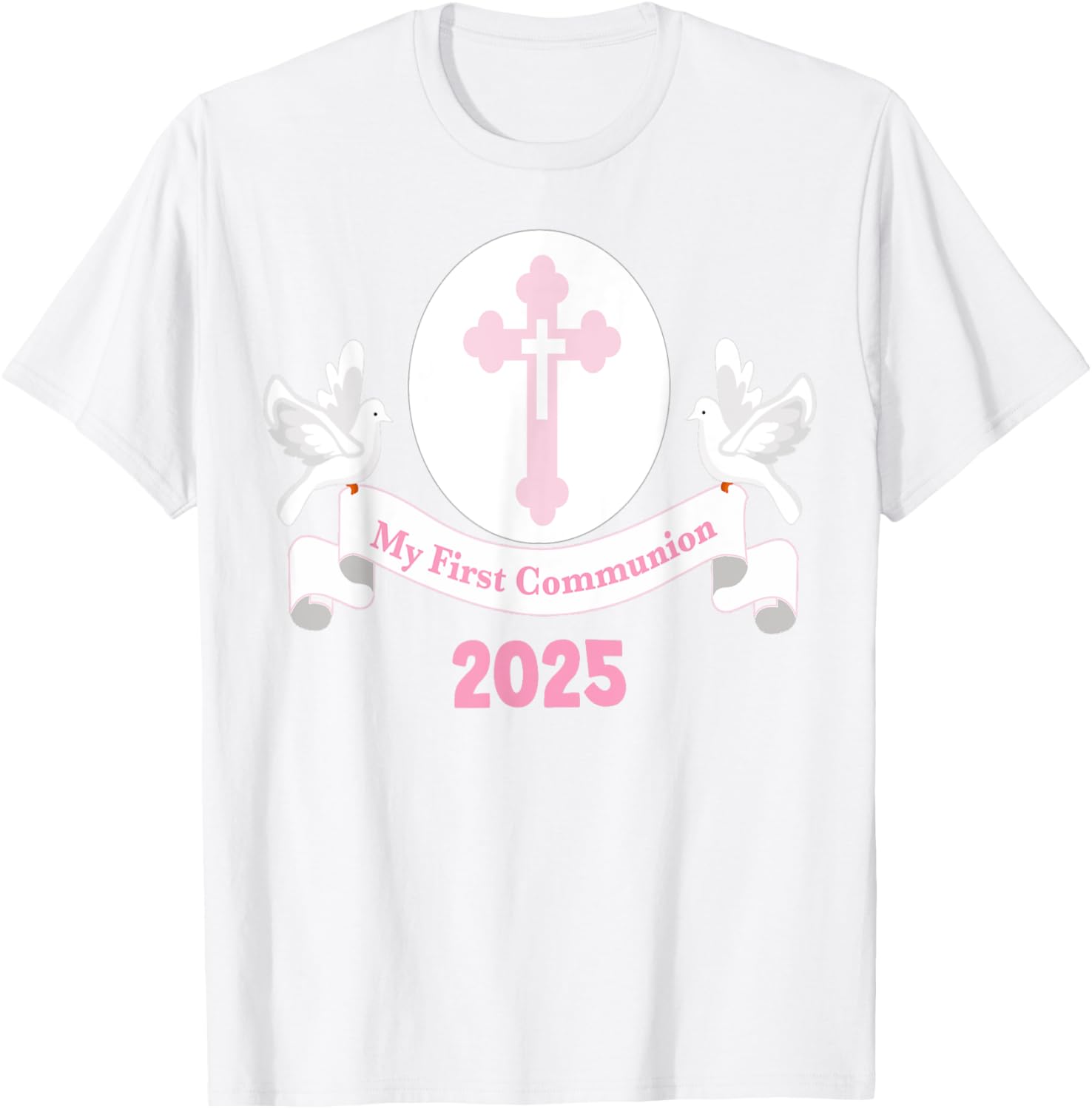 First Communion Girls Pink Cross T-Shirt for Daughter or Niece 2025 - 12