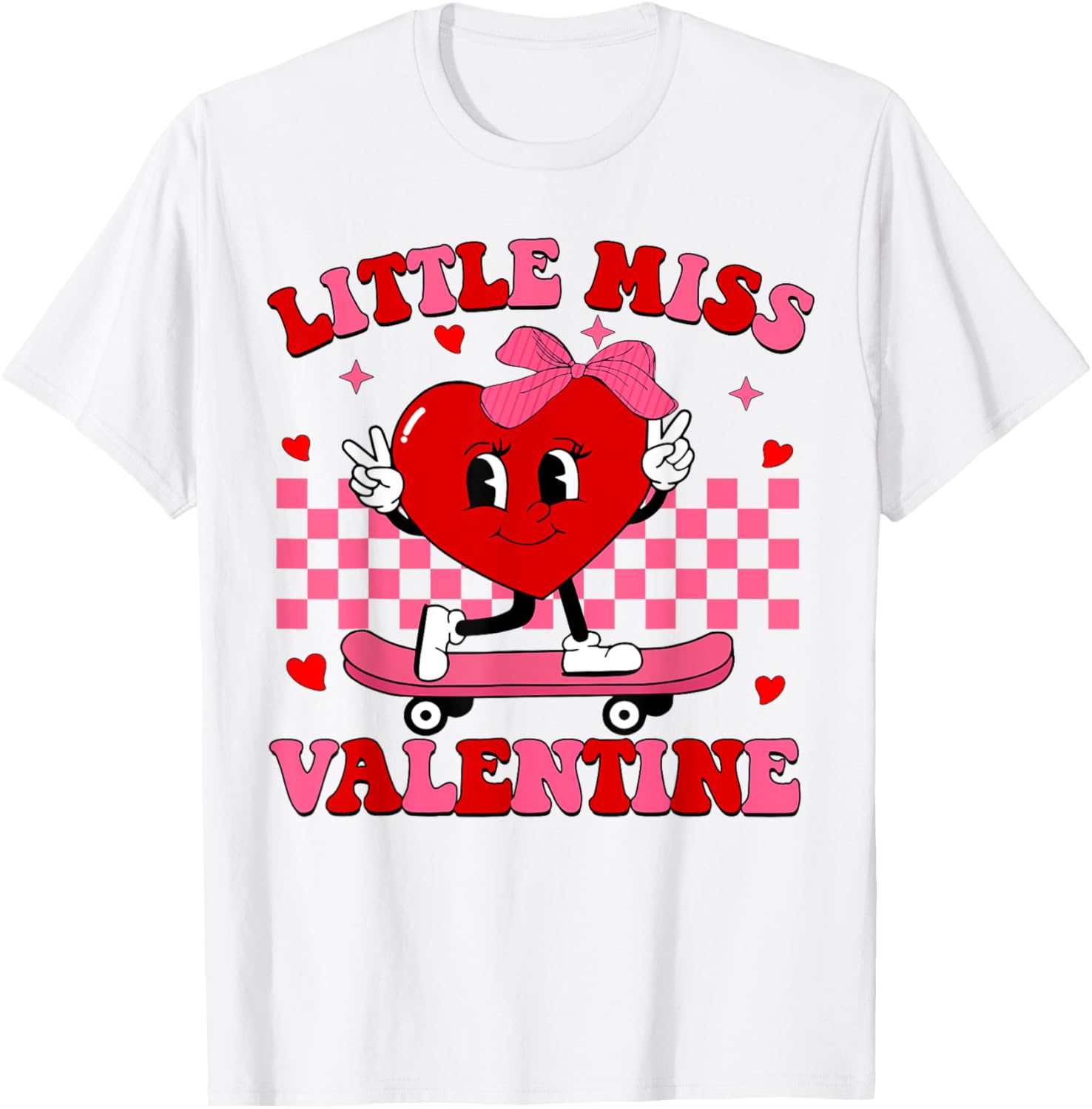 Little Miss Valentine Heart Skateboard T-Shirt for Fun-Loving Women - 5