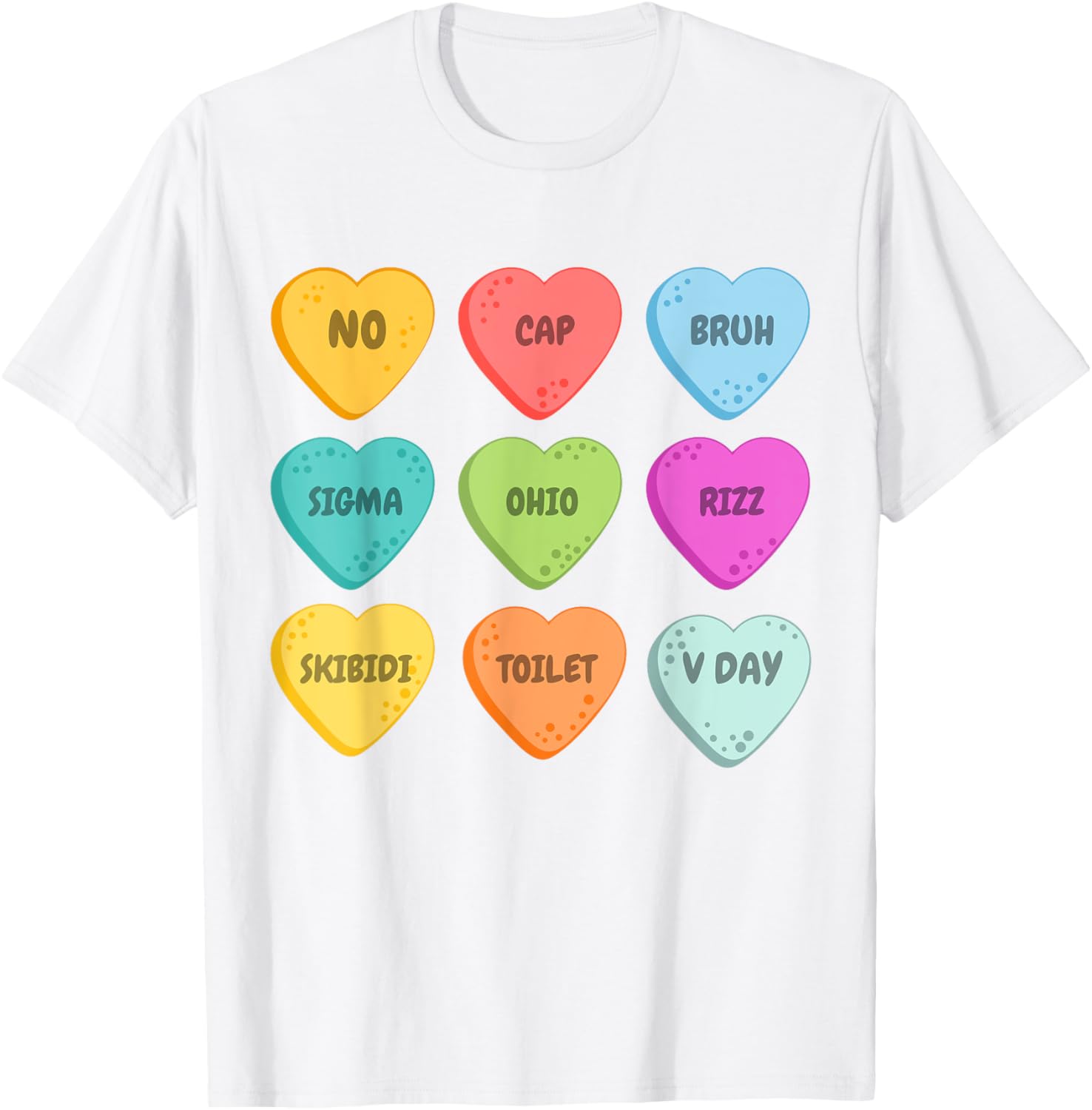 Skibidi Valentine's Day Rizz Candy Heart T-Shirt for Groovy Love Vibes - 14