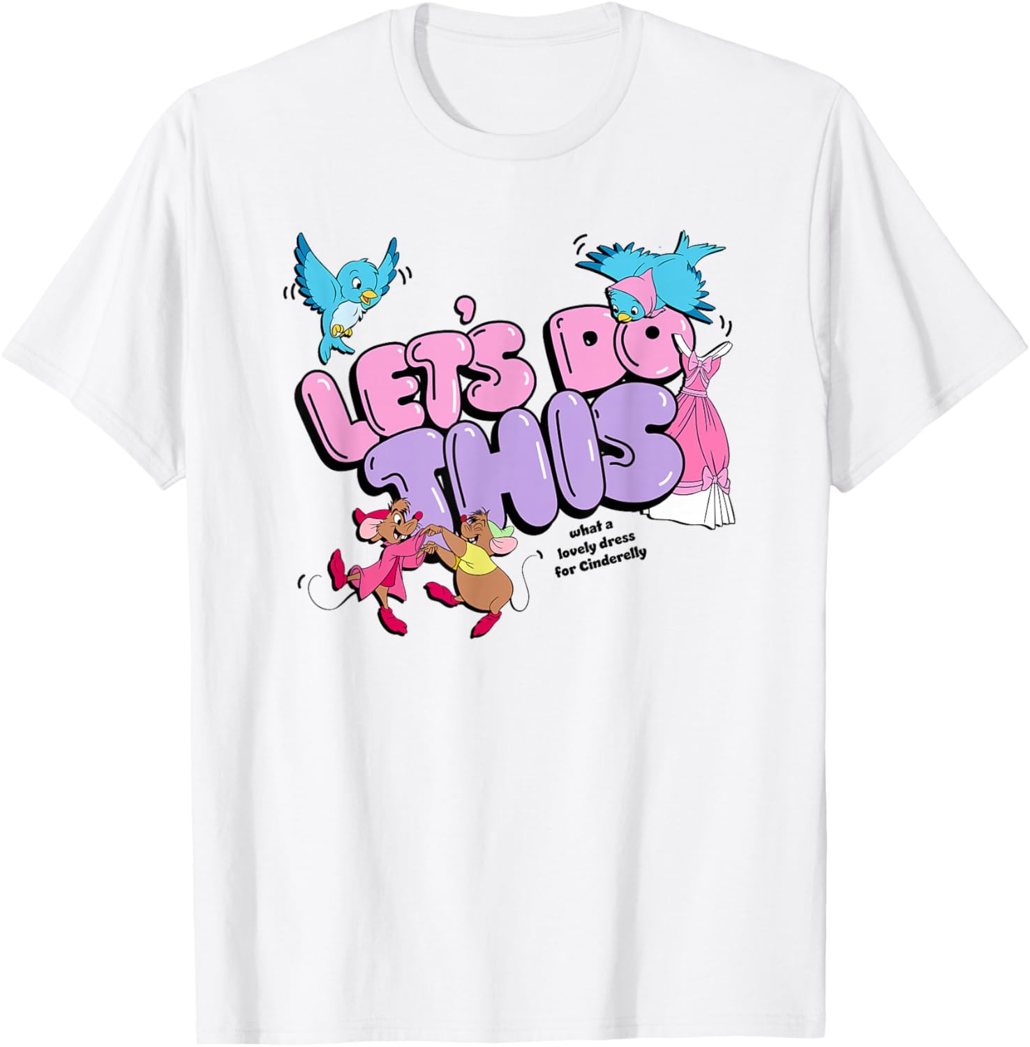 Disney Cinderella Friends Lovely Dress Logo T-Shirt for Kids and Adults - 7