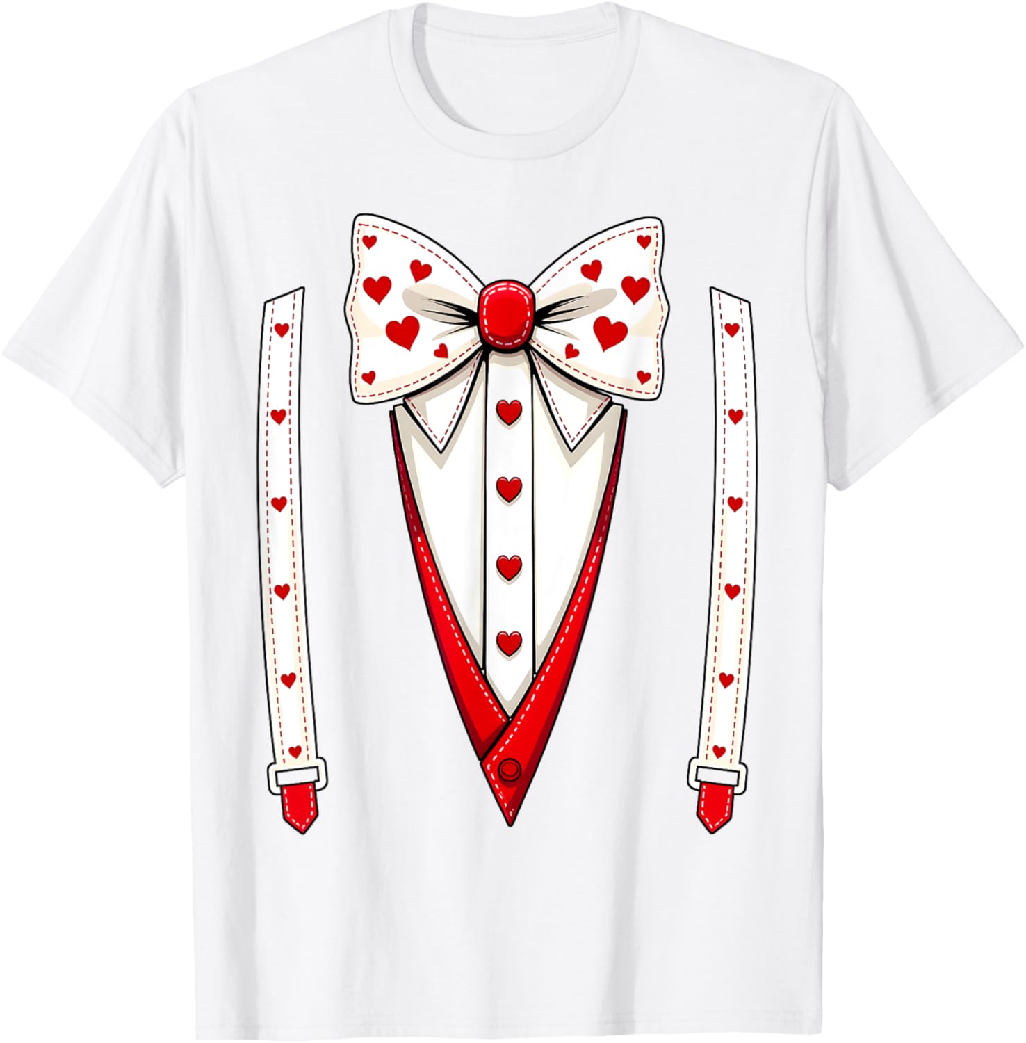 Hearts Bow Tie Suspenders Valentine Costume Kids T-Shirt for Boys - 19