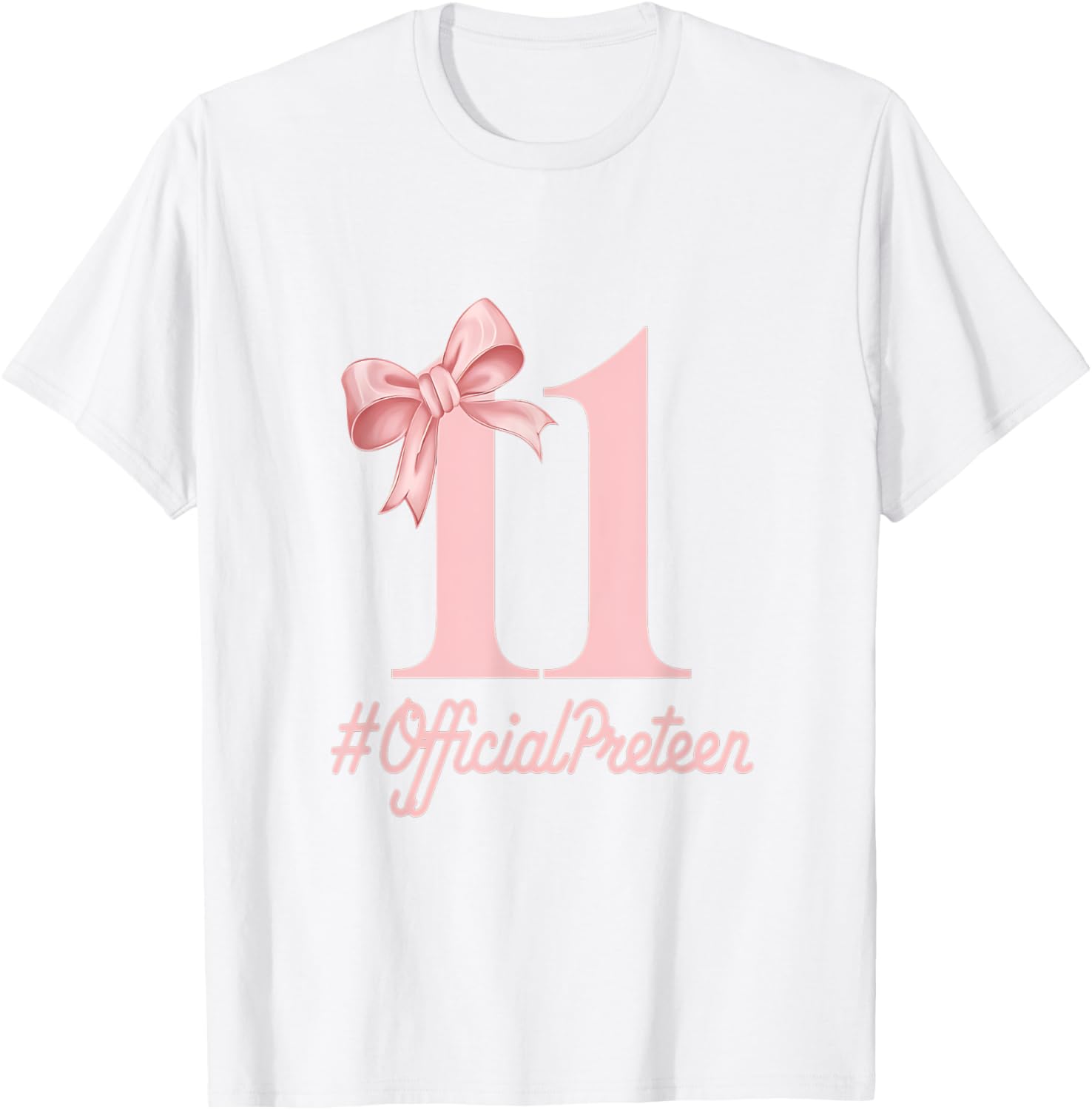 Stylish Pink Coquette Bow T-Shirt for 11 Year Old Birthday Girls - 11