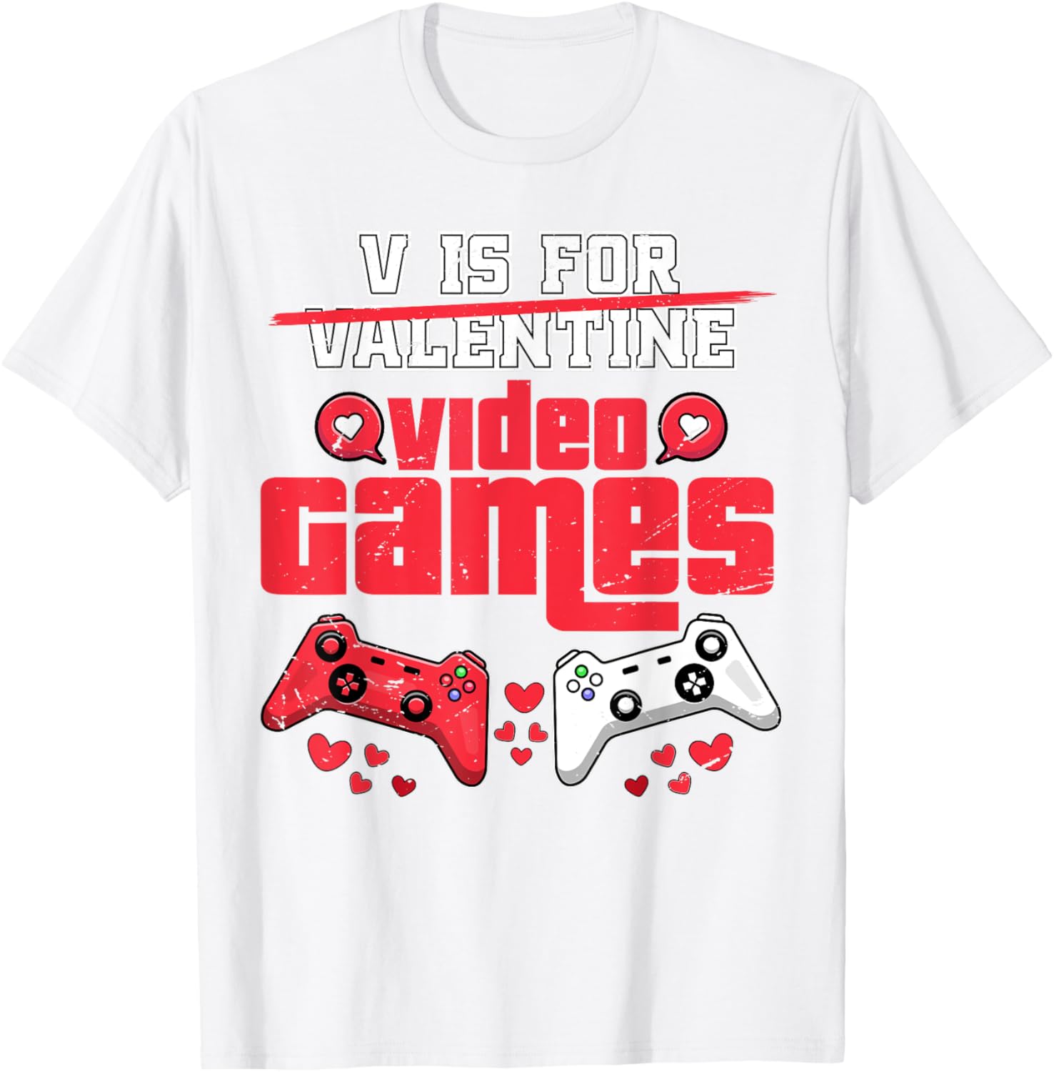 V Is For Video Games Men's Valentine's Day T-Shirt for Gamers - 13